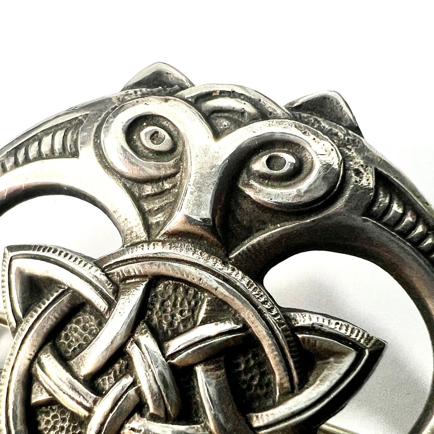 Antique Norwegian Arts and Crafts Silver Wolf Brooch