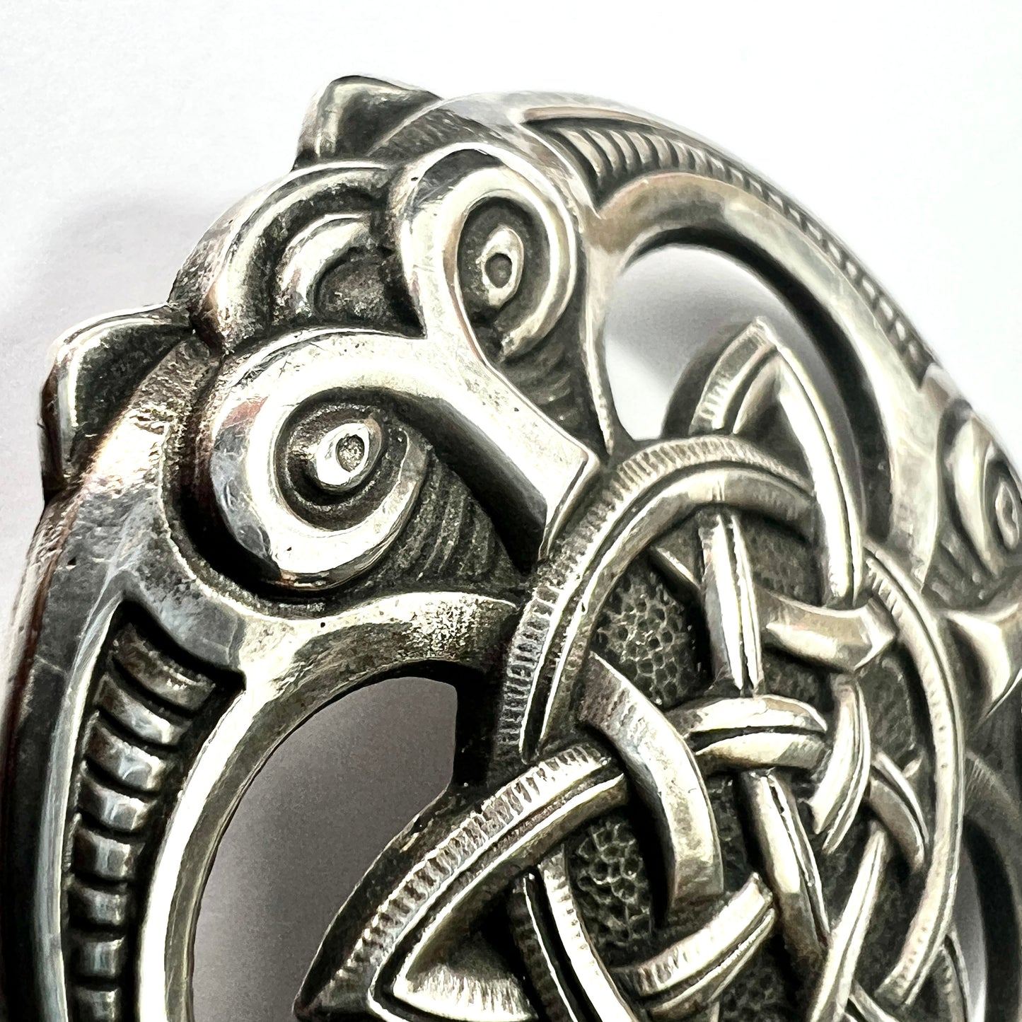 Antique Norwegian Arts and Crafts Silver Wolf Brooch