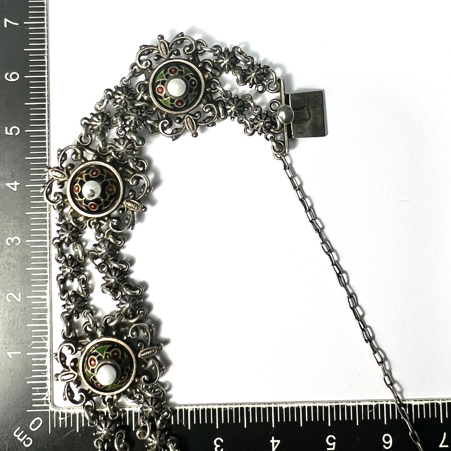 Austro Hungarian Enamelled Sterling Silver Bracelet