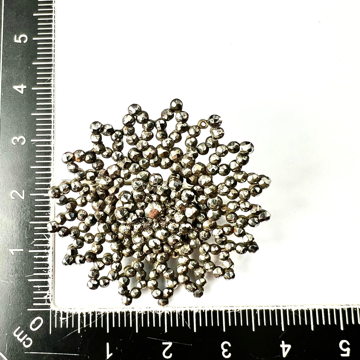 Antique Georgian Cut Steel Flower Wheel Brooch