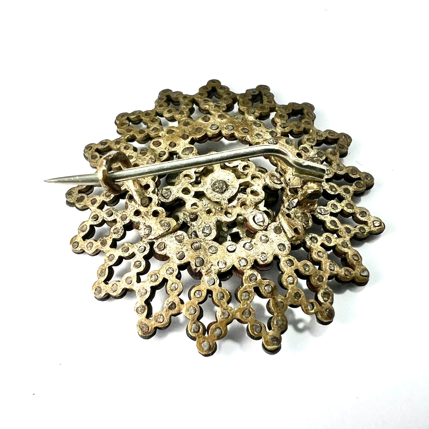 Antique Georgian Cut Steel Flower Wheel Brooch