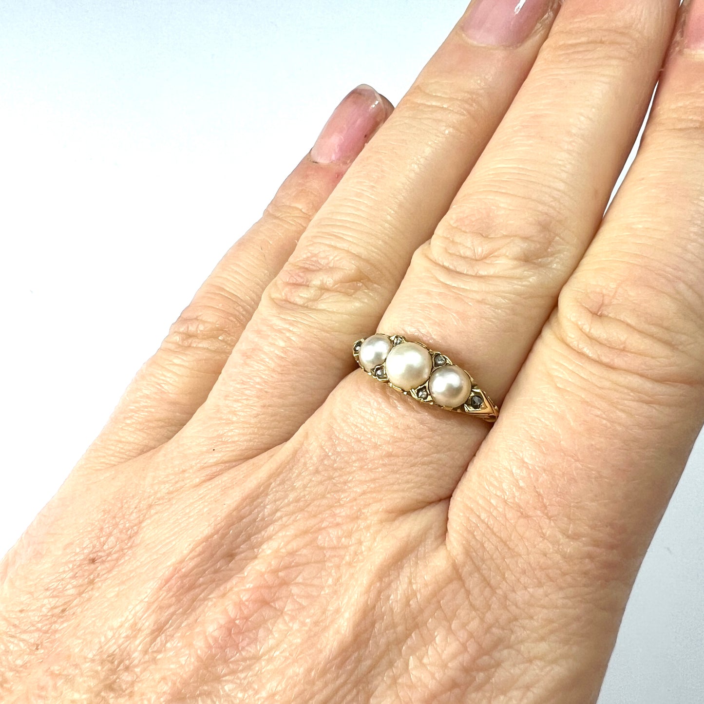 Edwardian/Victorian 18CT Gold Pearl and Diamond Dress Ring