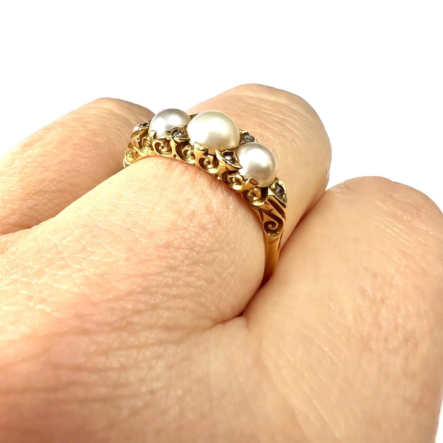Edwardian/Victorian 18CT Gold Pearl and Diamond Dress Ring