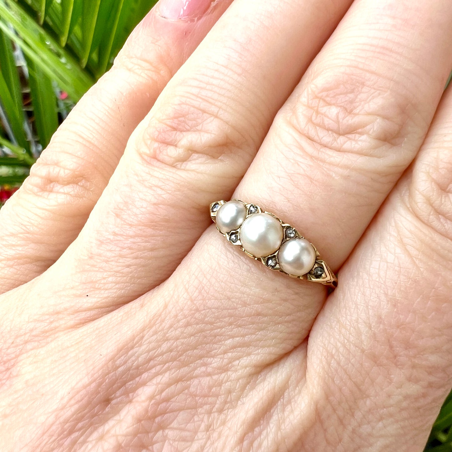 Edwardian/Victorian 18CT Gold Pearl and Diamond Dress Ring