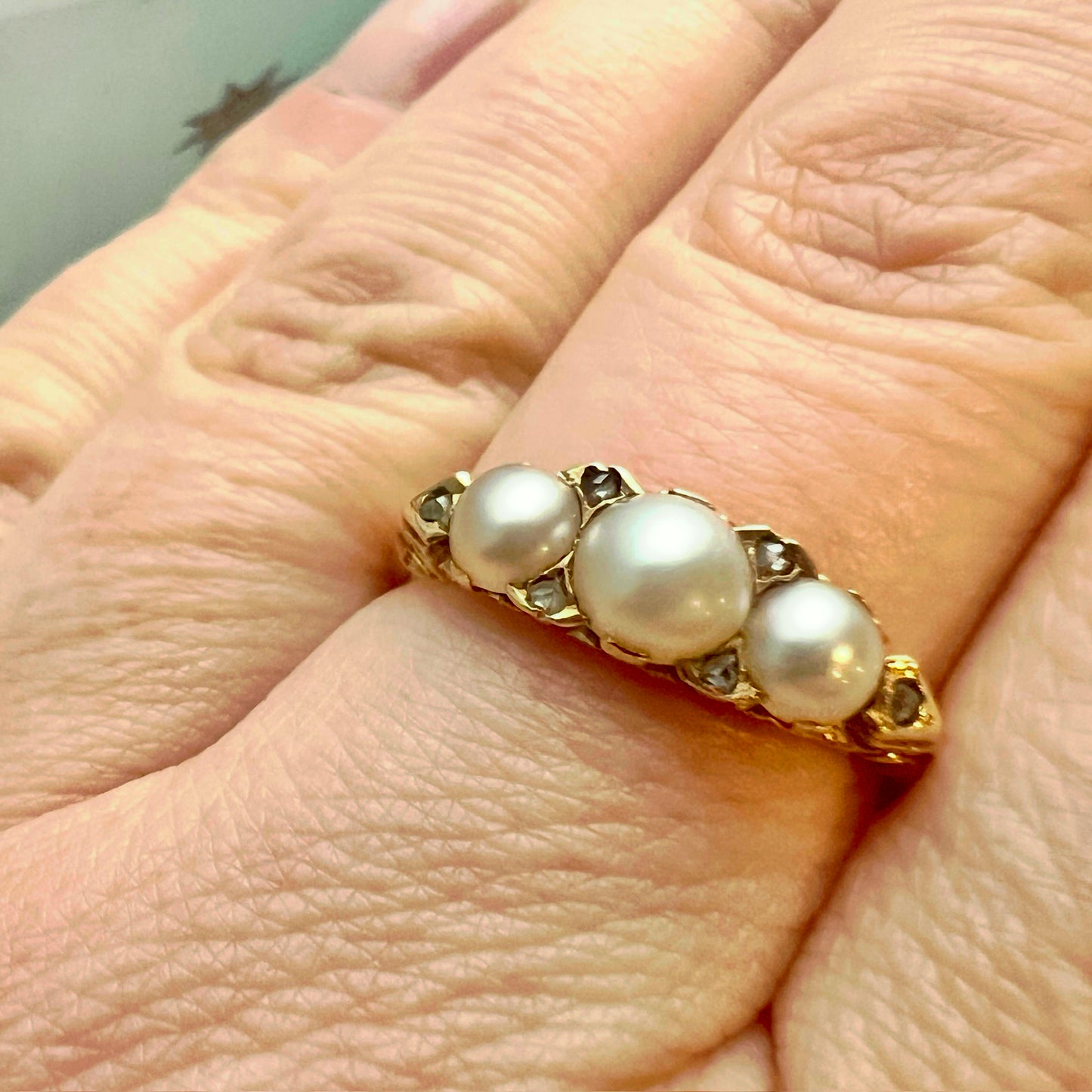 Edwardian/Victorian 18CT Gold Pearl and Diamond Dress Ring