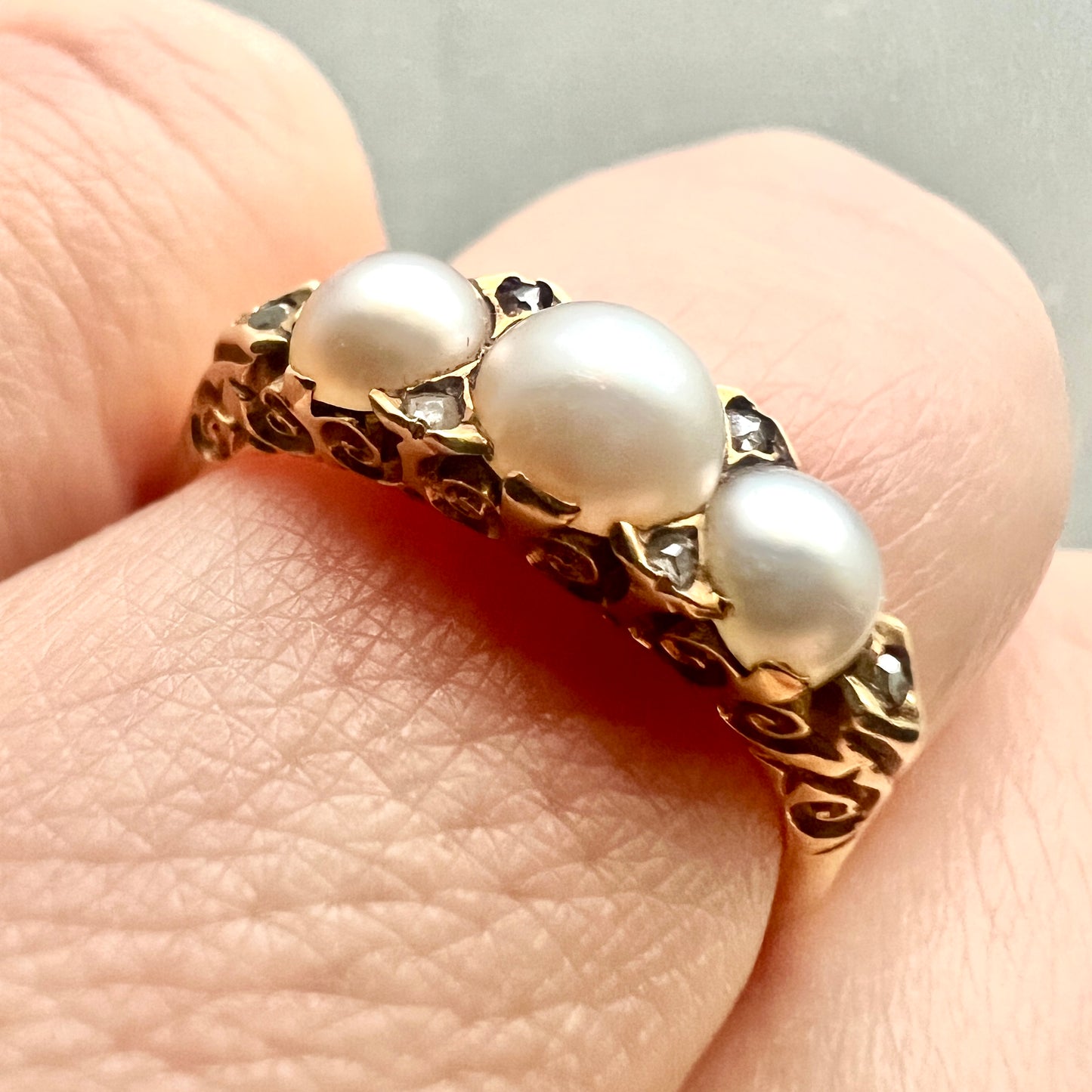 Edwardian/Victorian 18CT Gold Pearl and Diamond Dress Ring