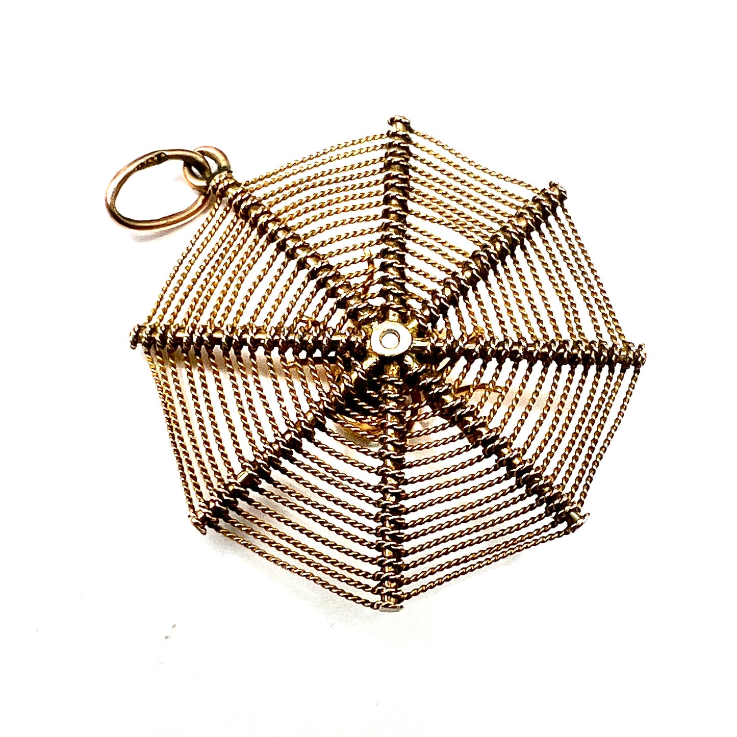 Edwardian 9CT Gold Amethyst and Pearl Spider Web Pendant