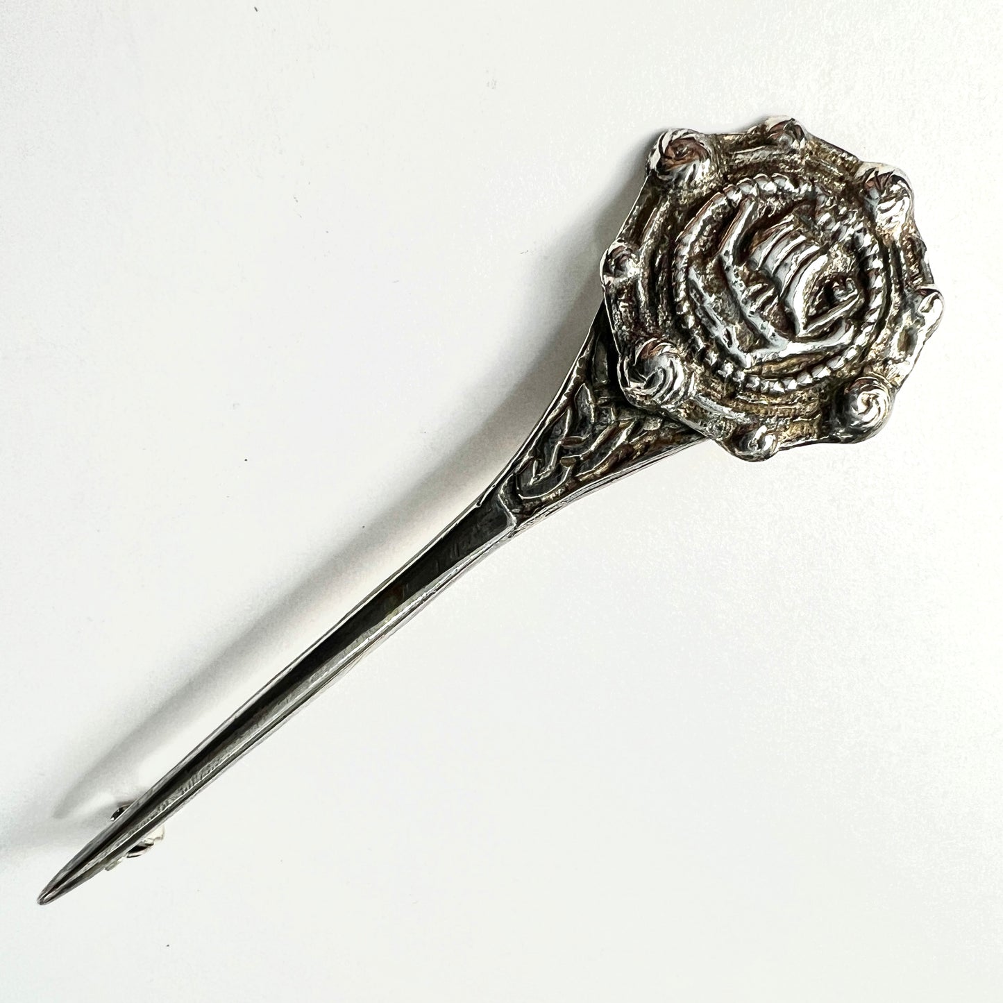 1958 Vintage Silver Viking Longboat Kilt Pin