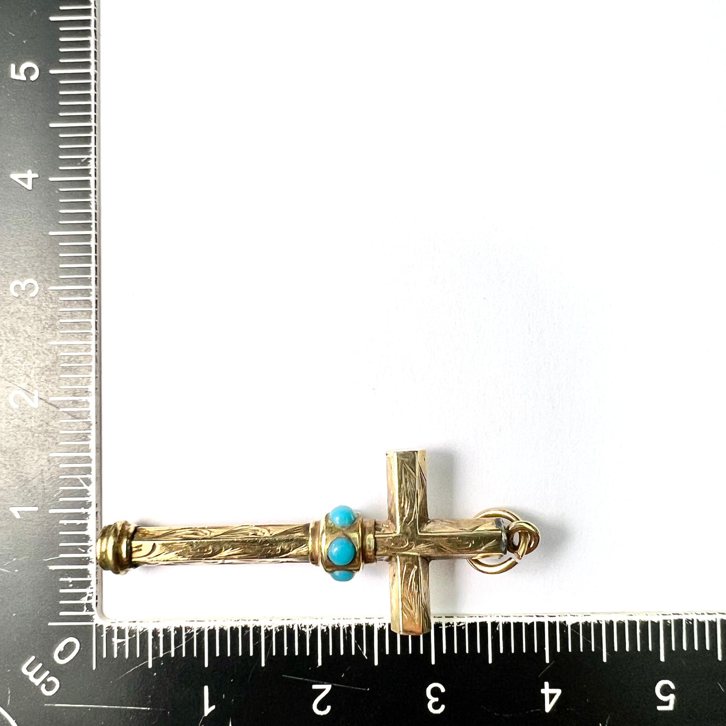 Victorian Turquoise 9CT Gold Cross Pendant