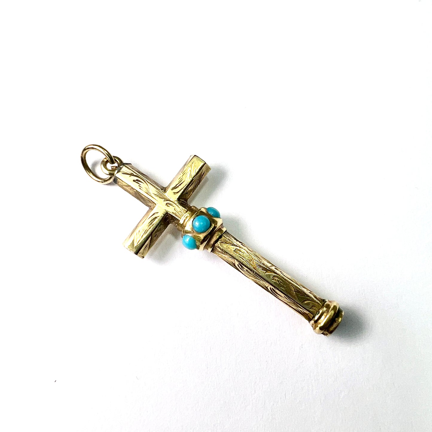 Victorian Turquoise 9CT Gold Cross Pendant