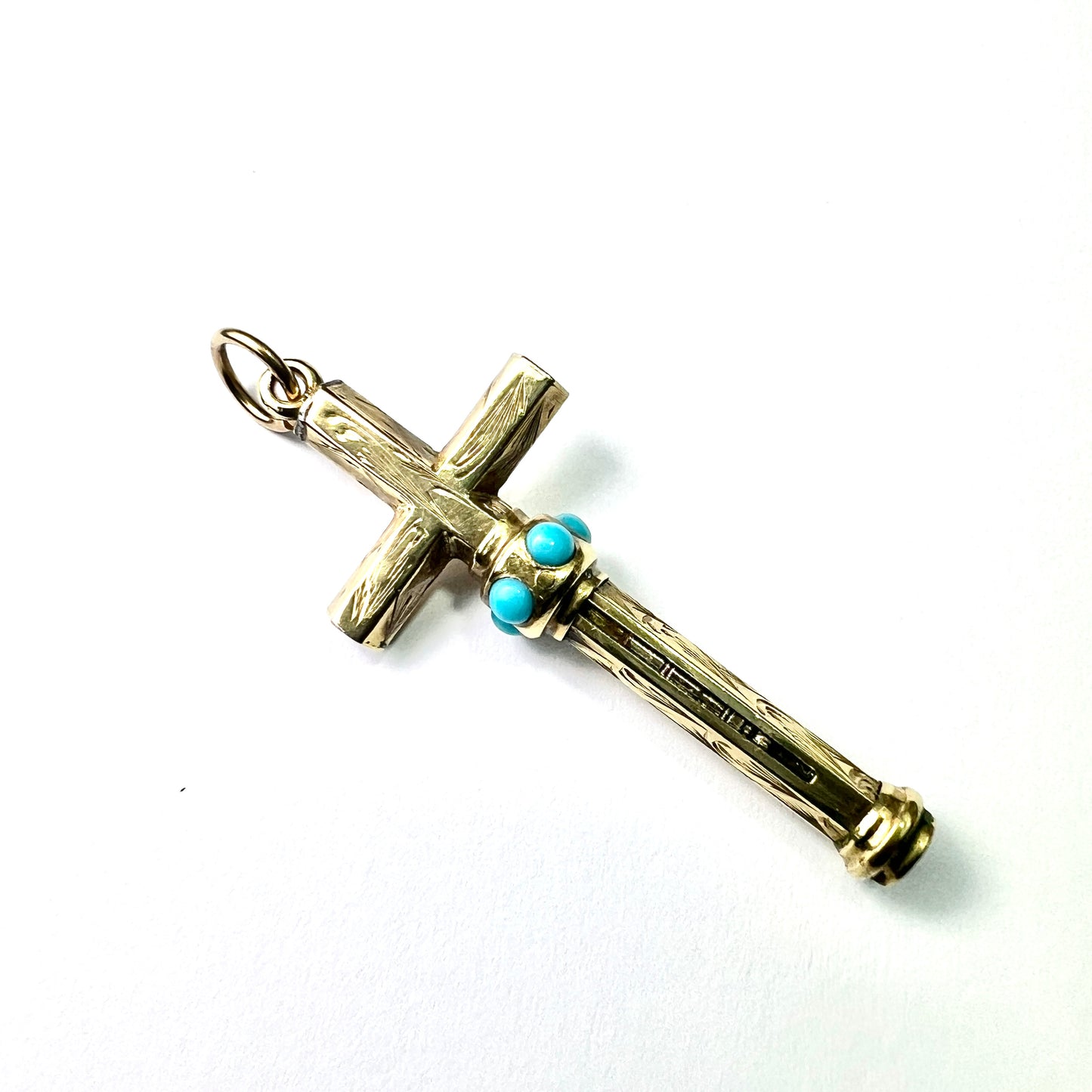 Victorian Turquoise 9CT Gold Cross Pendant