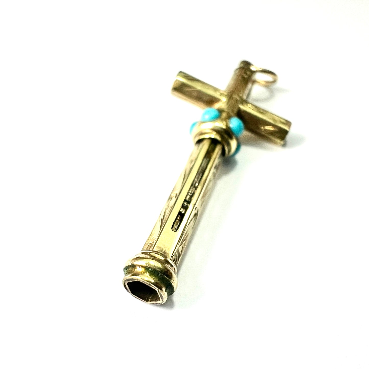 Victorian Turquoise 9CT Gold Cross Pendant
