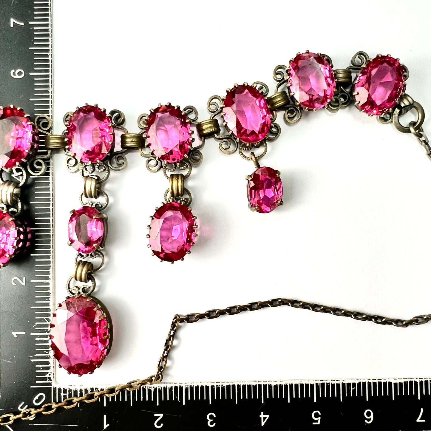 Vintage Pink Paste Drop Necklace