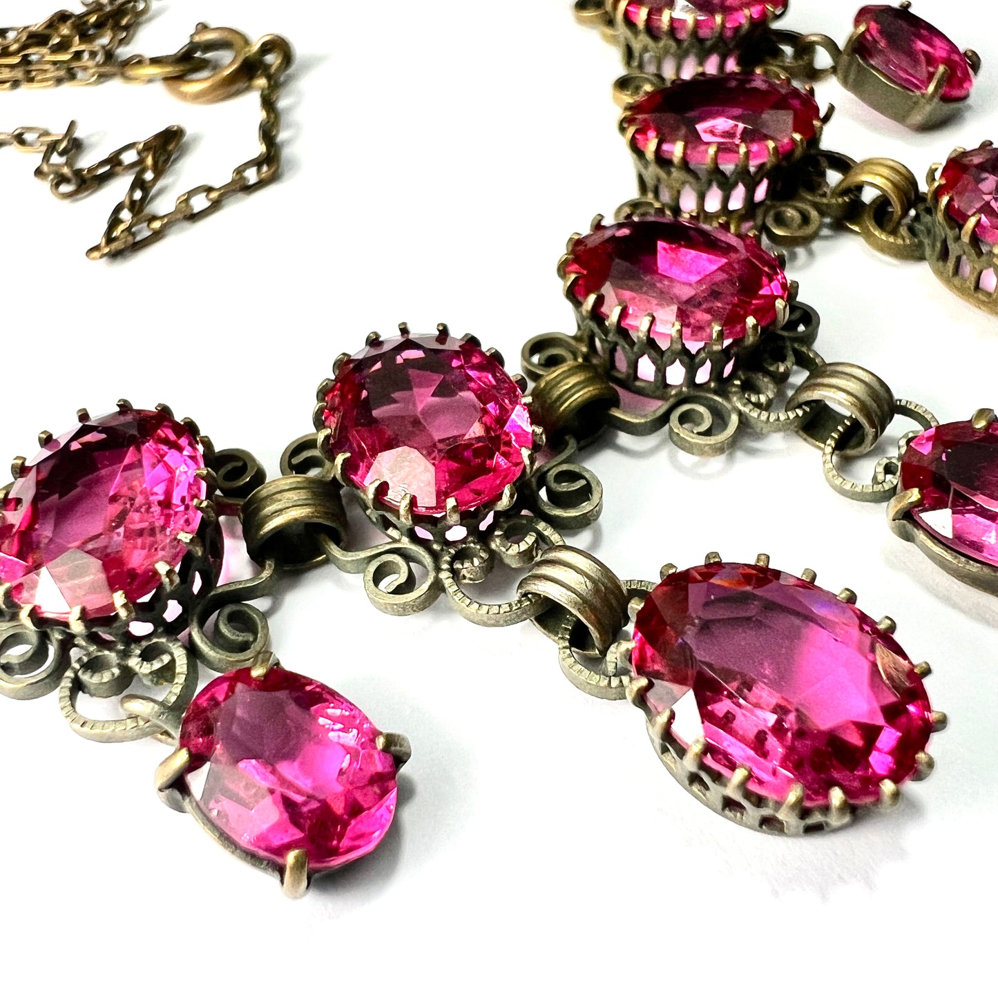 Vintage Pink Paste Drop Necklace