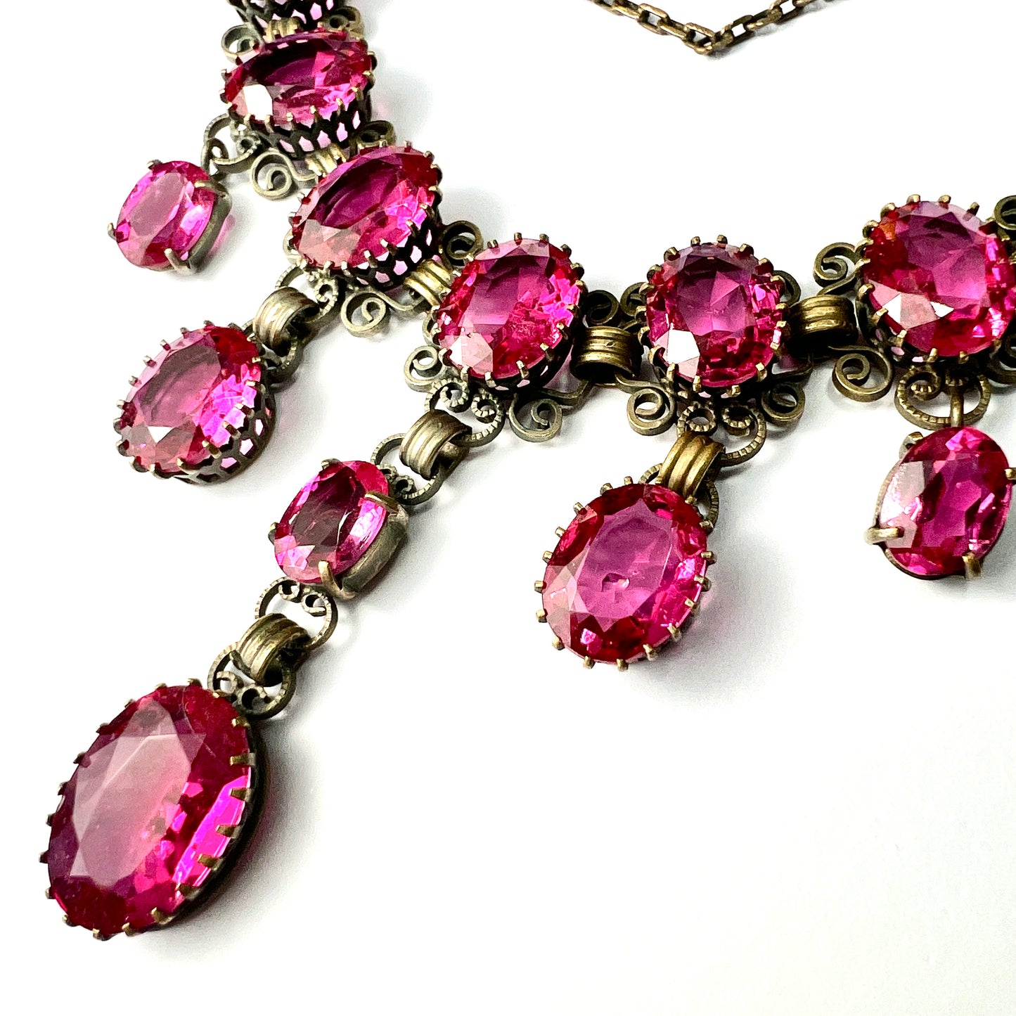 Vintage Pink Paste Drop Necklace