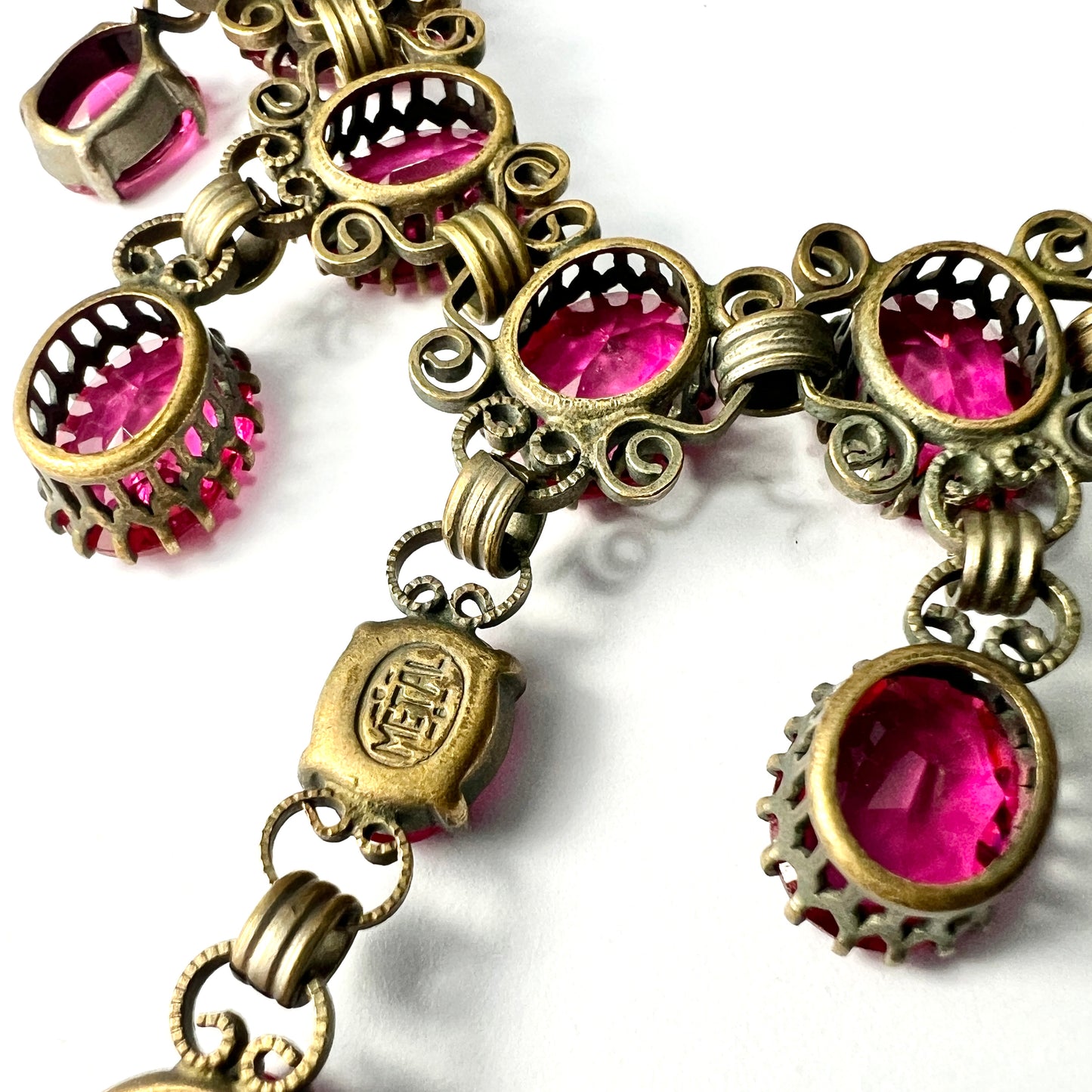 Vintage Pink Paste Drop Necklace