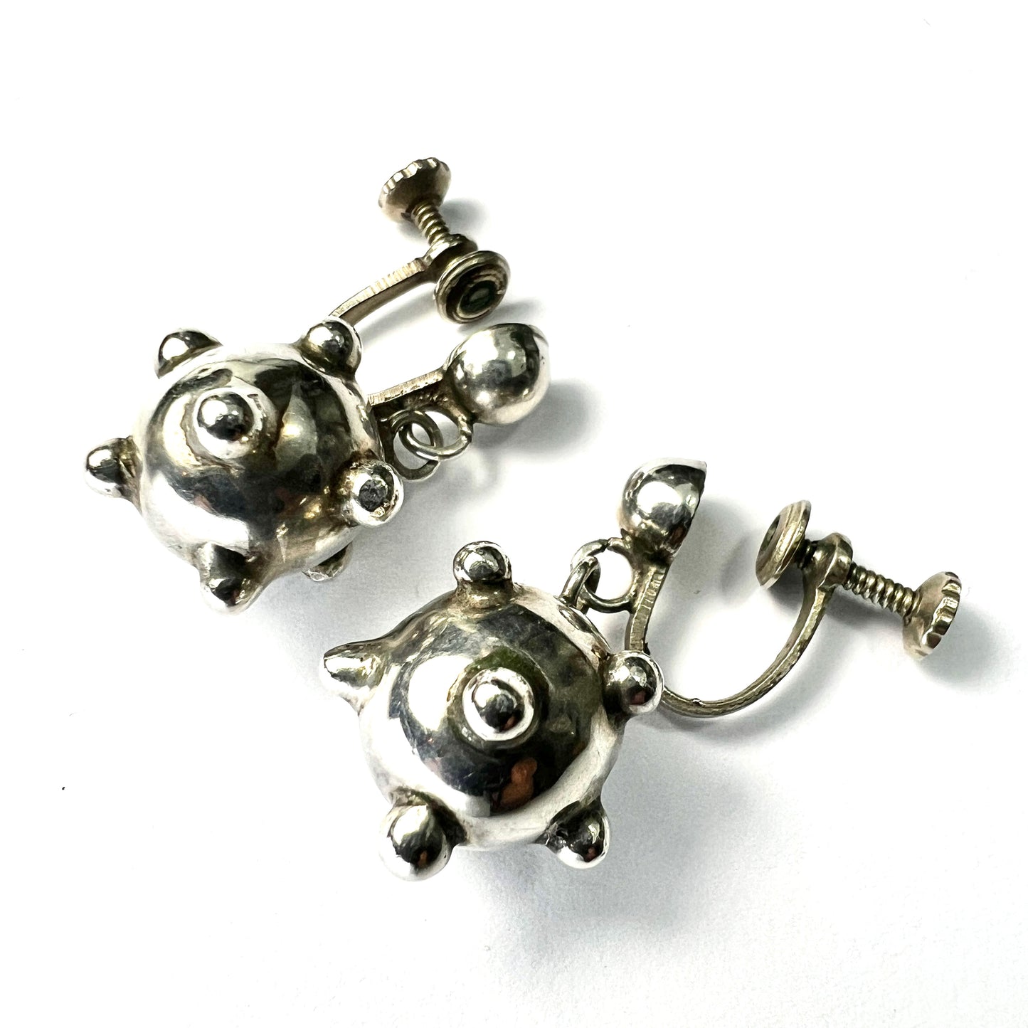Vintage Silver Sputnik Screwback Earrings