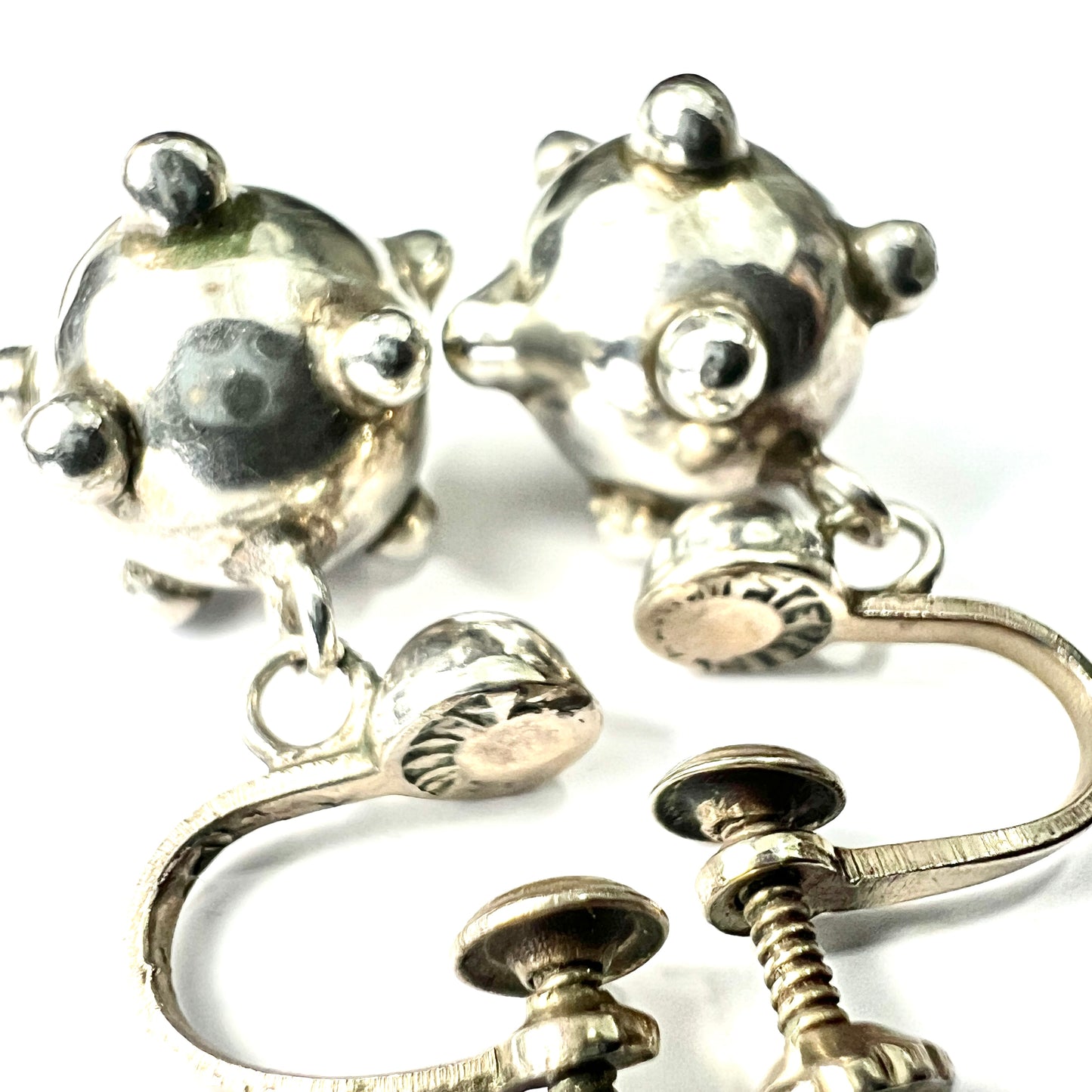 Vintage Silver Sputnik Screwback Earrings
