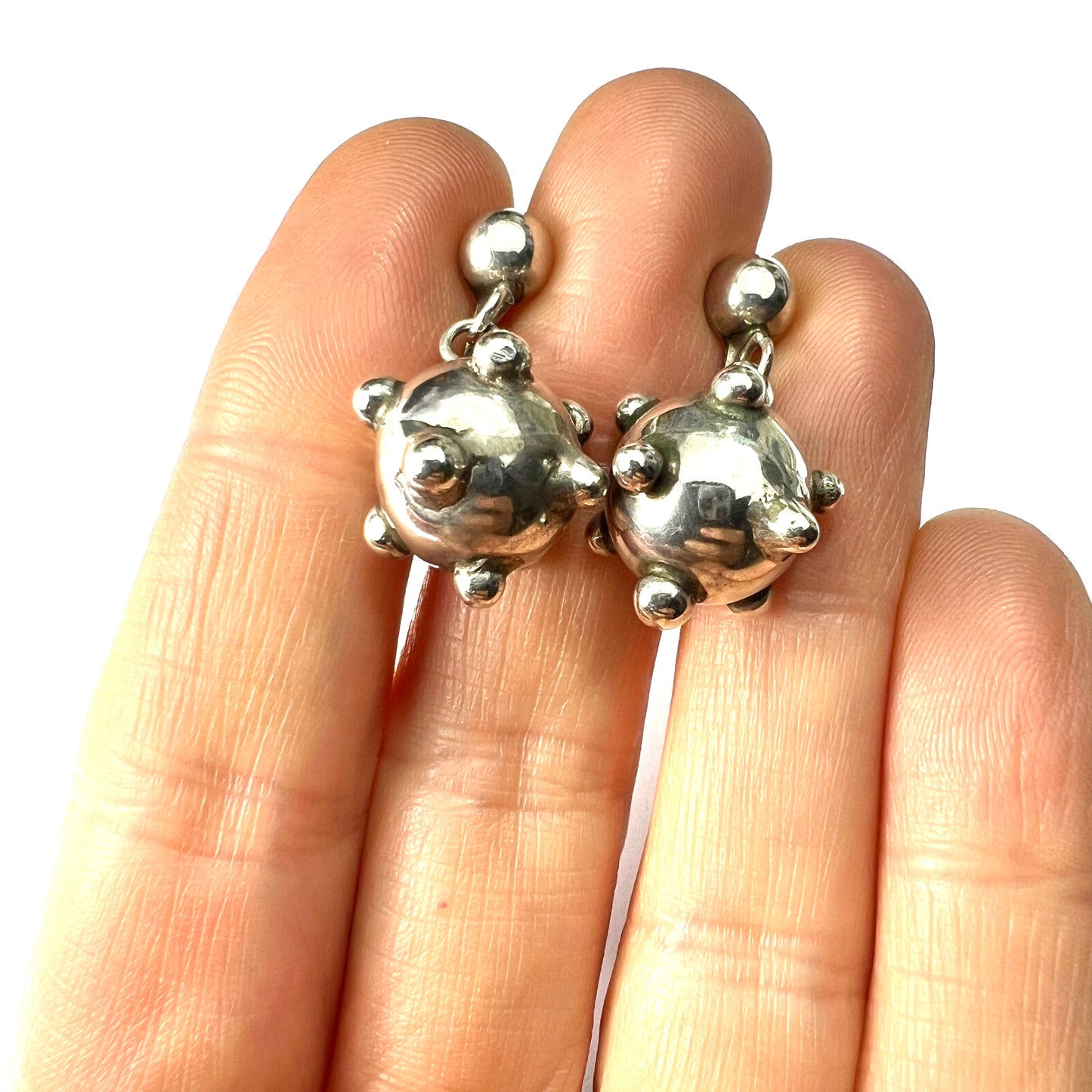 Vintage Silver Sputnik Screwback Earrings