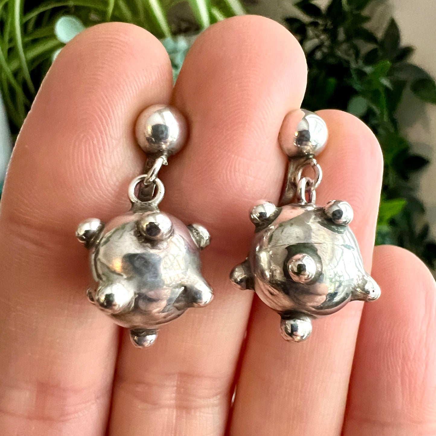 Vintage Silver Sputnik Screwback Earrings