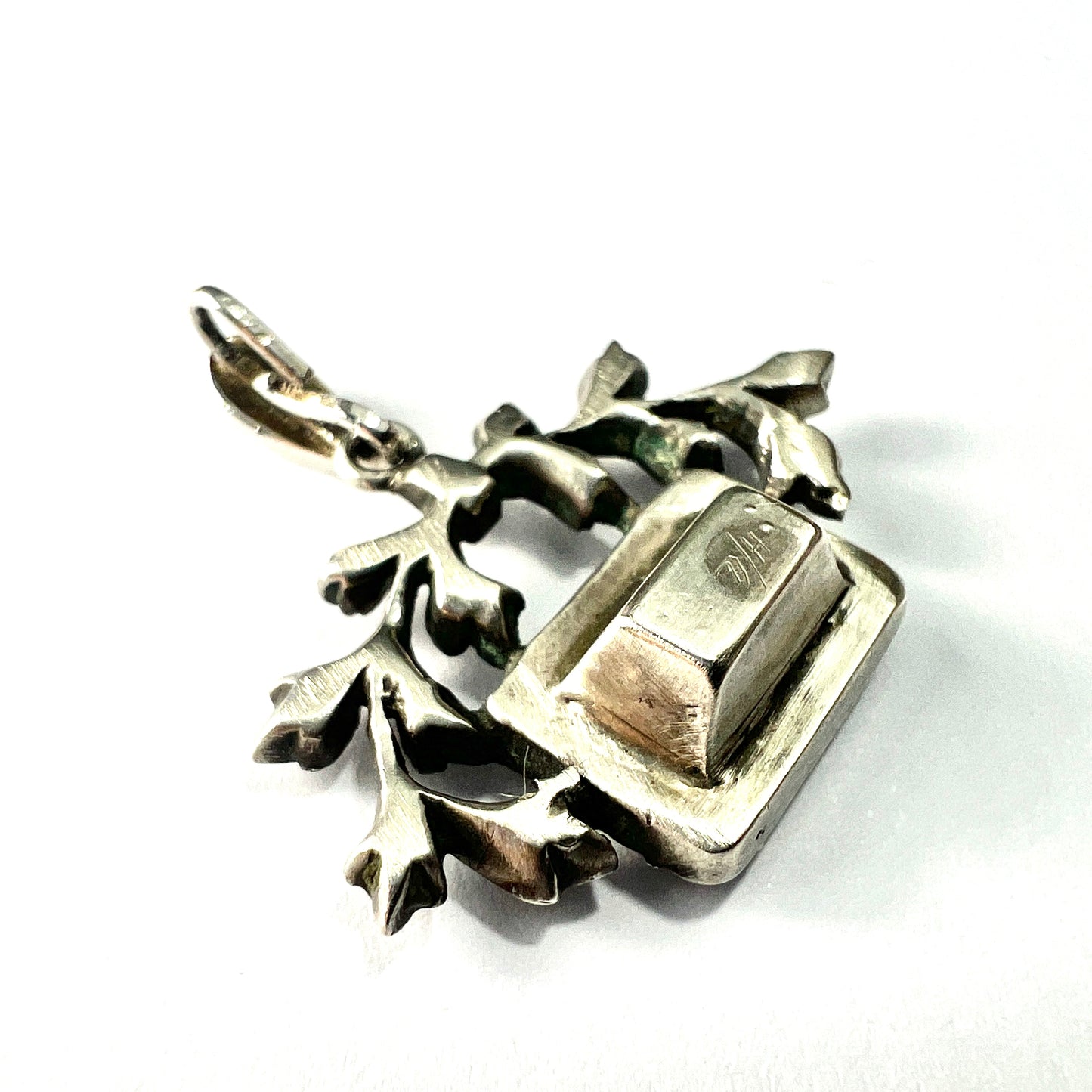 Antique French Silver Pink Paste Pendant