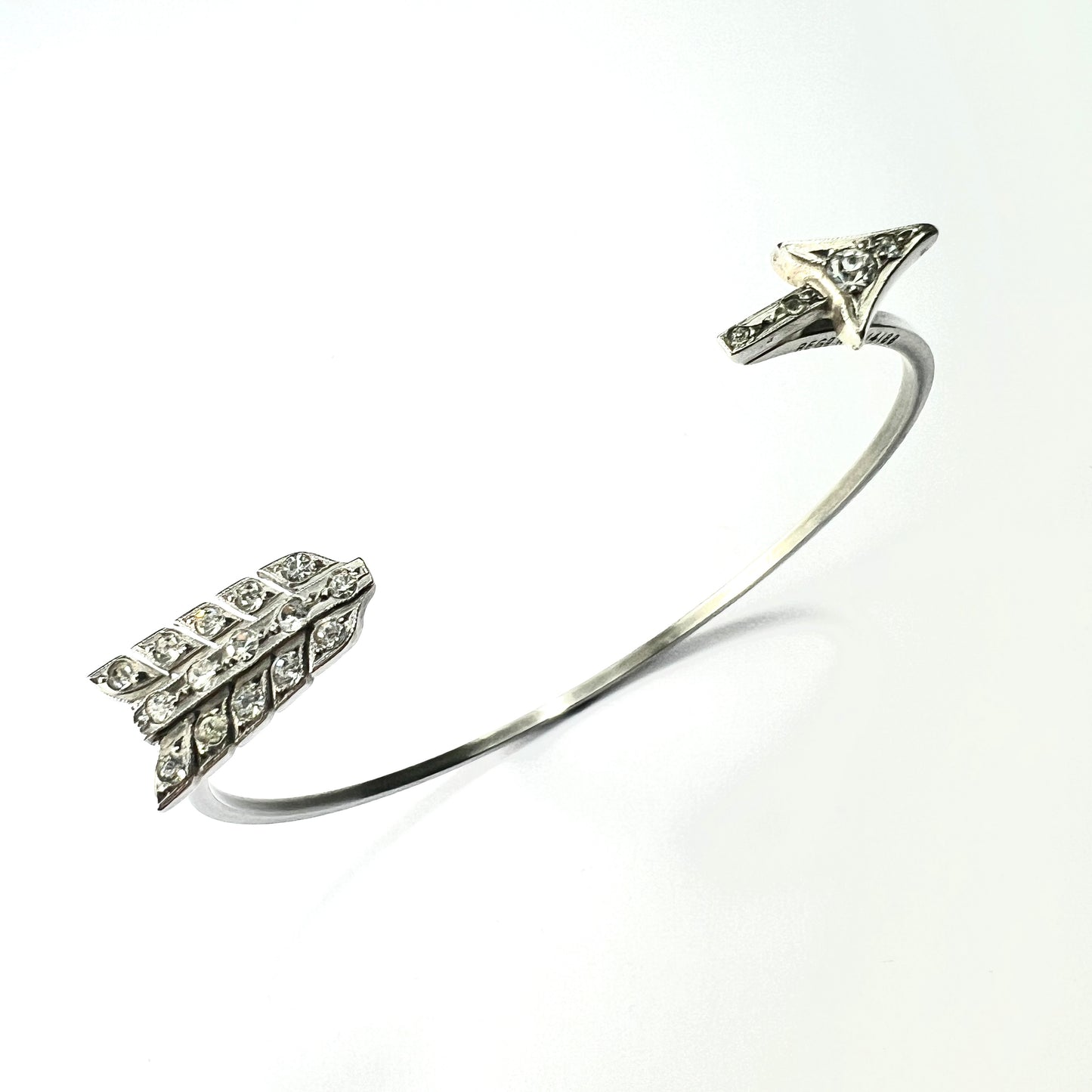 Vintage Art Deco Silver Paste Arrow Slave Bangle