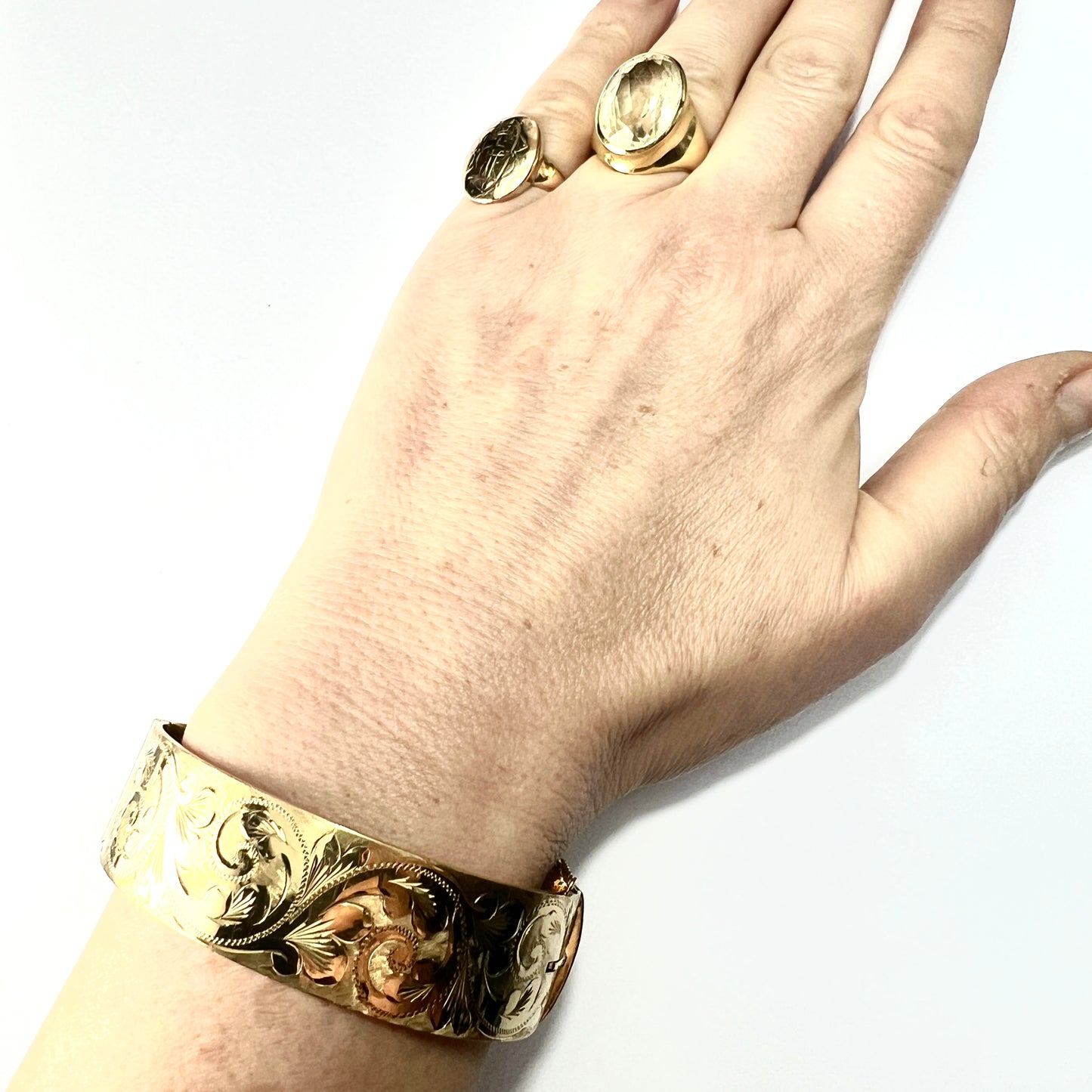 Vintage Georg Jensen 9CT Rolled Gold Hinged Cuff Bangle