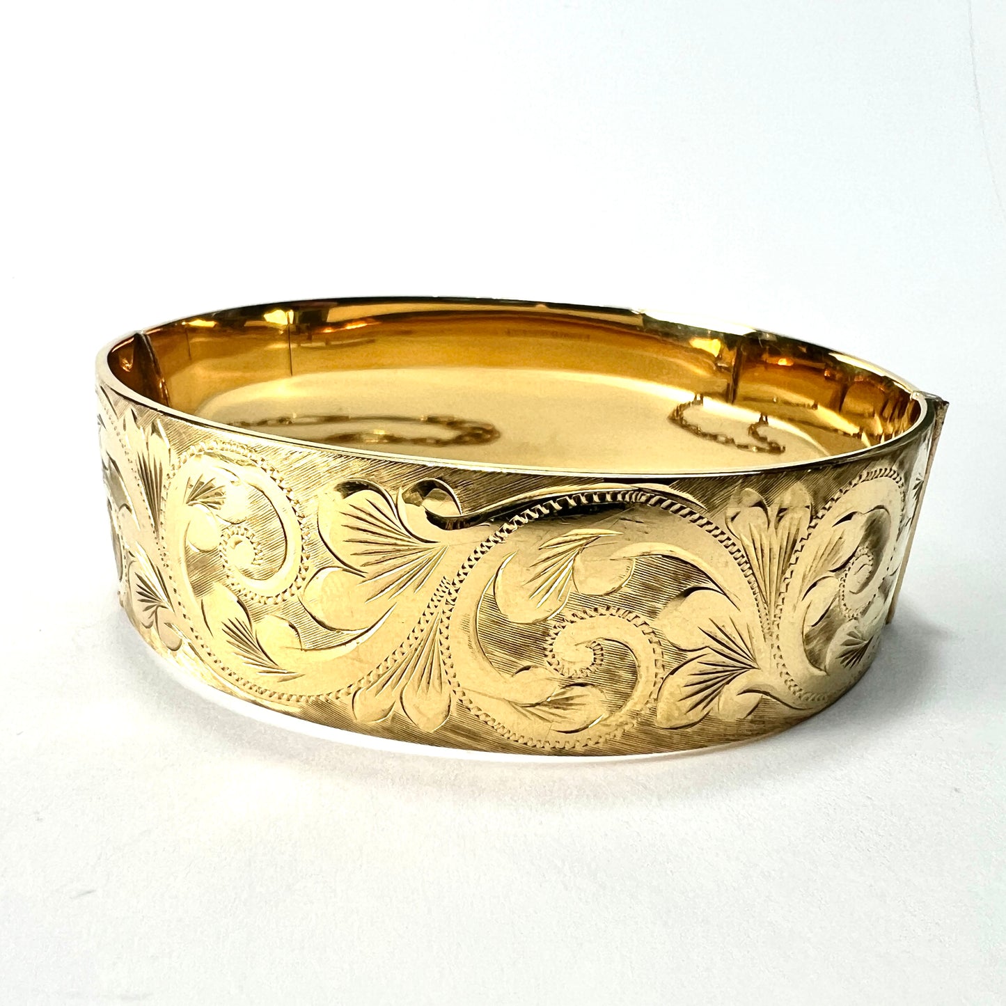 Vintage Georg Jensen 9CT Rolled Gold Hinged Cuff Bangle