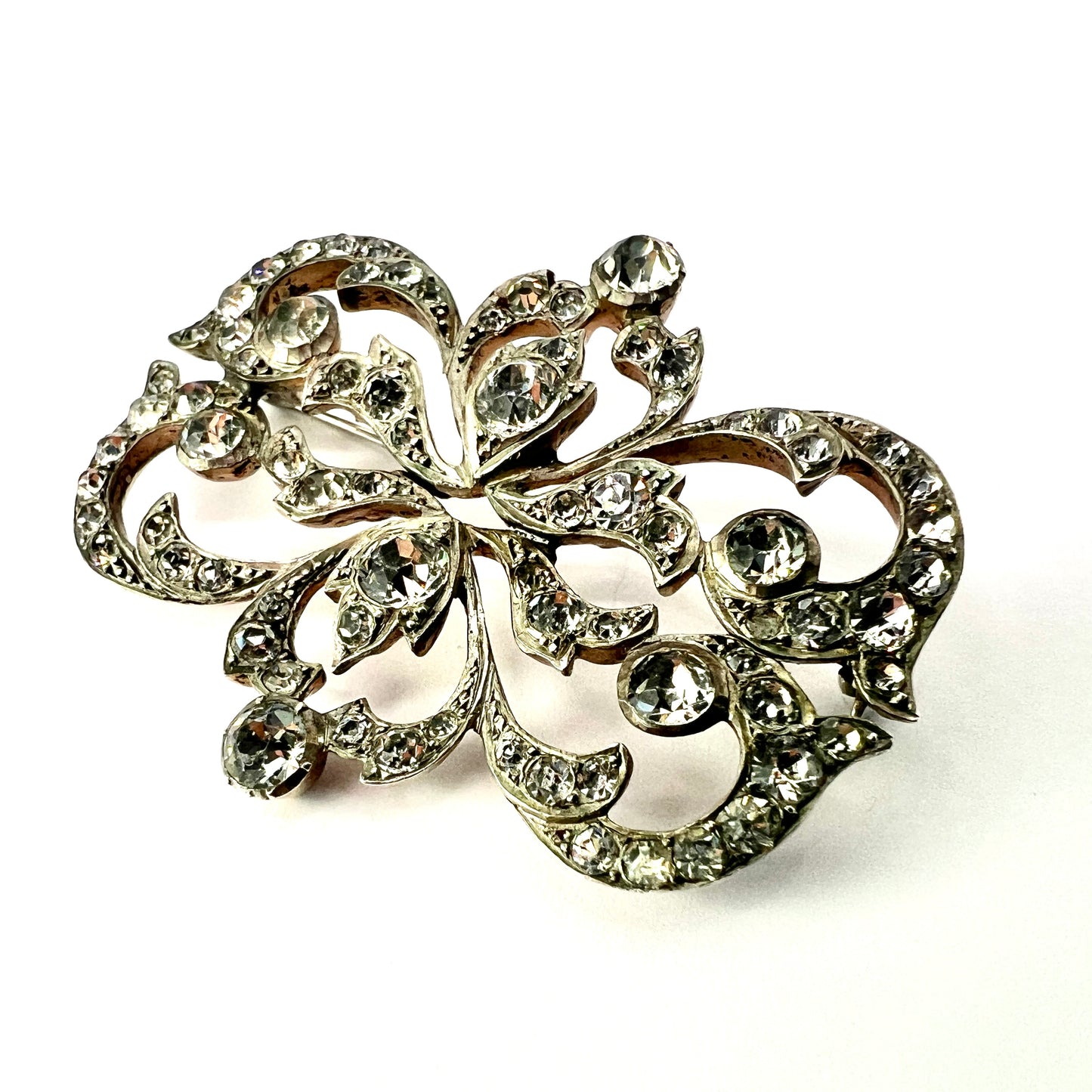 Large Victorian Silver and Gold Paste Brooch