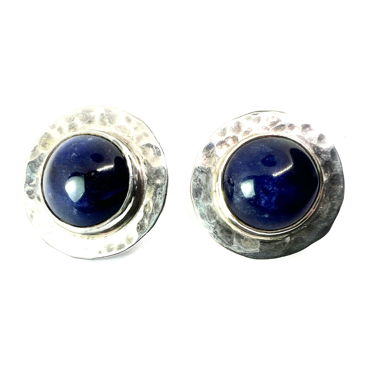 Vintage Arts and Crafts Style Hammered Silver Earrings
