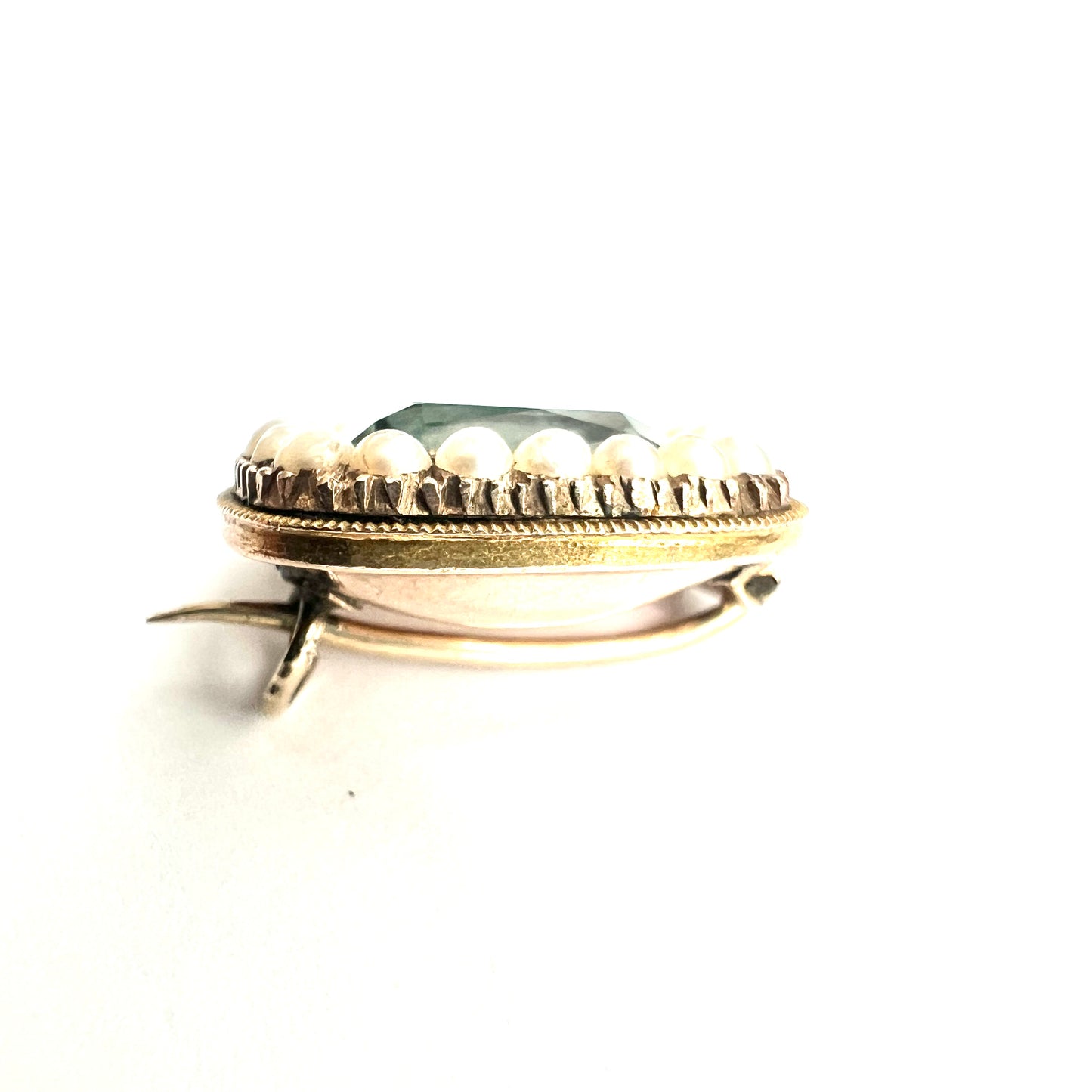 Georgian Gold and Paste Aquamarine Pearl Brooch