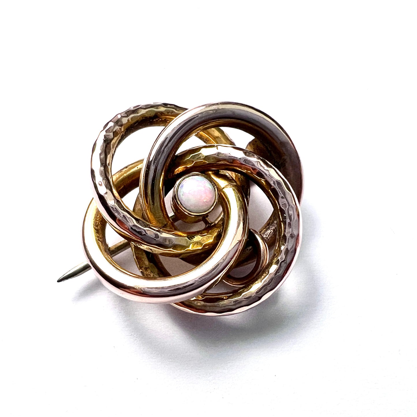 Victorian 9CT Gold Opal Lovers Knot Brooch