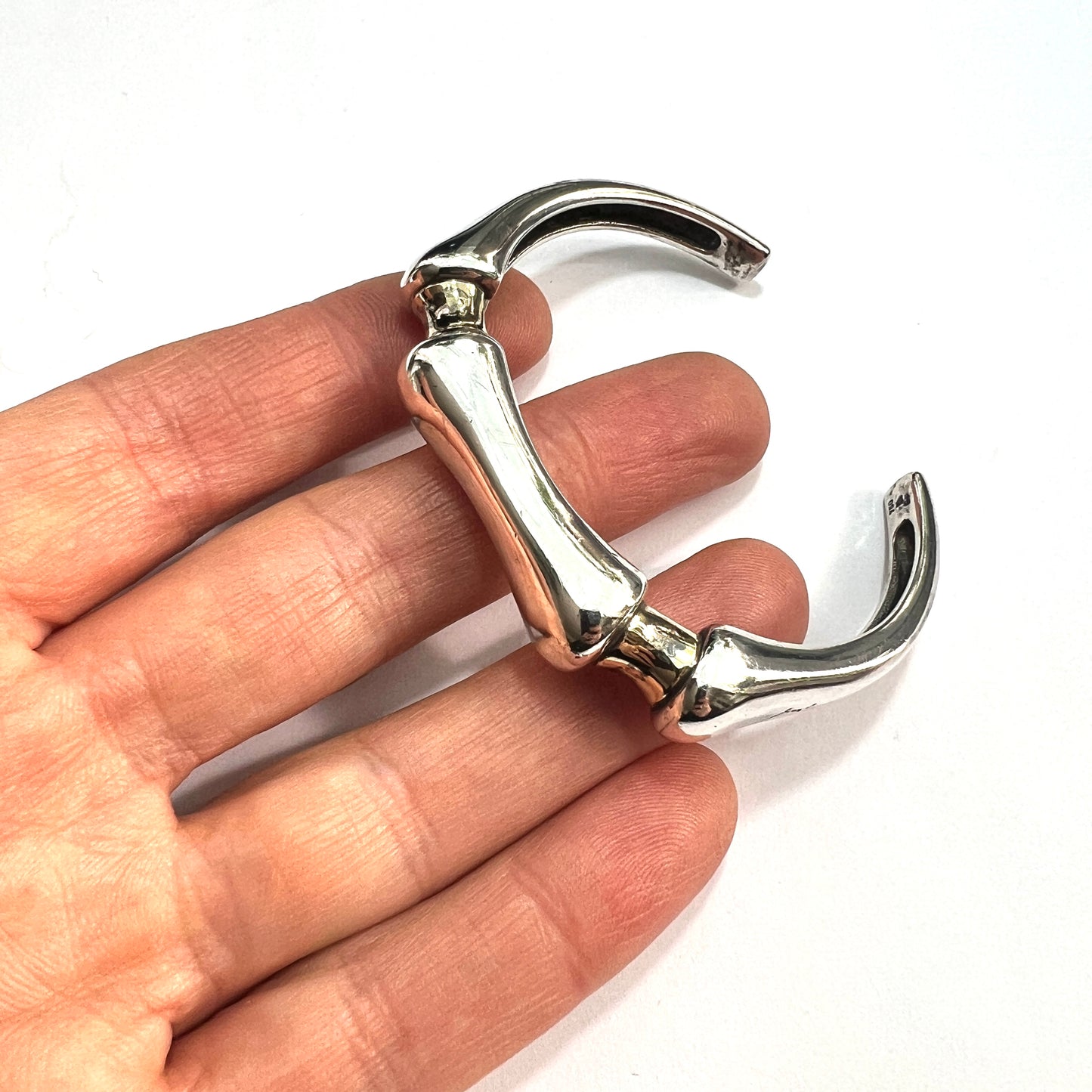 Small Size Heavy Vintage Silver and 18CT Gold Bangle
