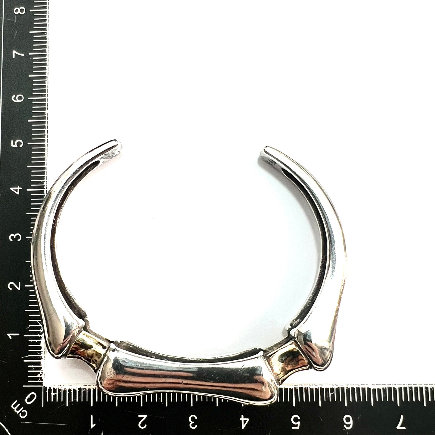 Small Size Heavy Vintage Silver and 18CT Gold Bangle