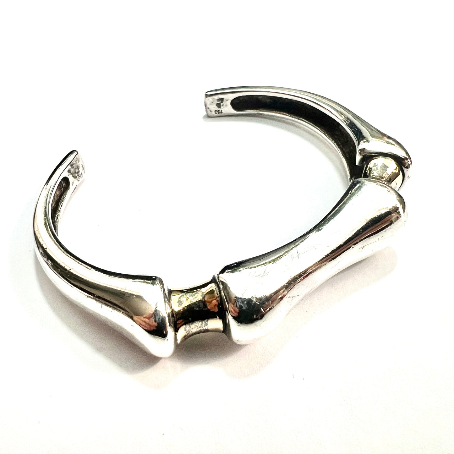 Small Size Heavy Vintage Silver and 18CT Gold Bangle