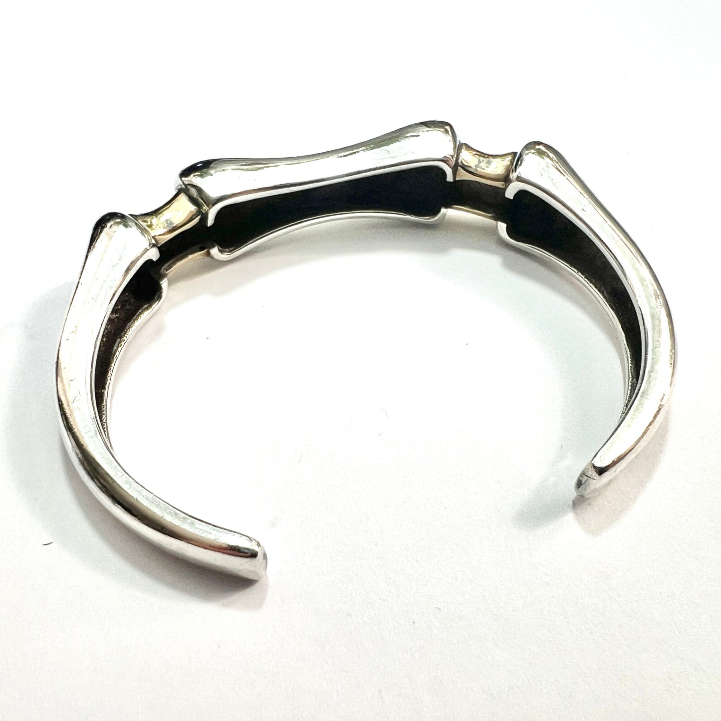 Small Size Heavy Vintage Silver and 18CT Gold Bangle