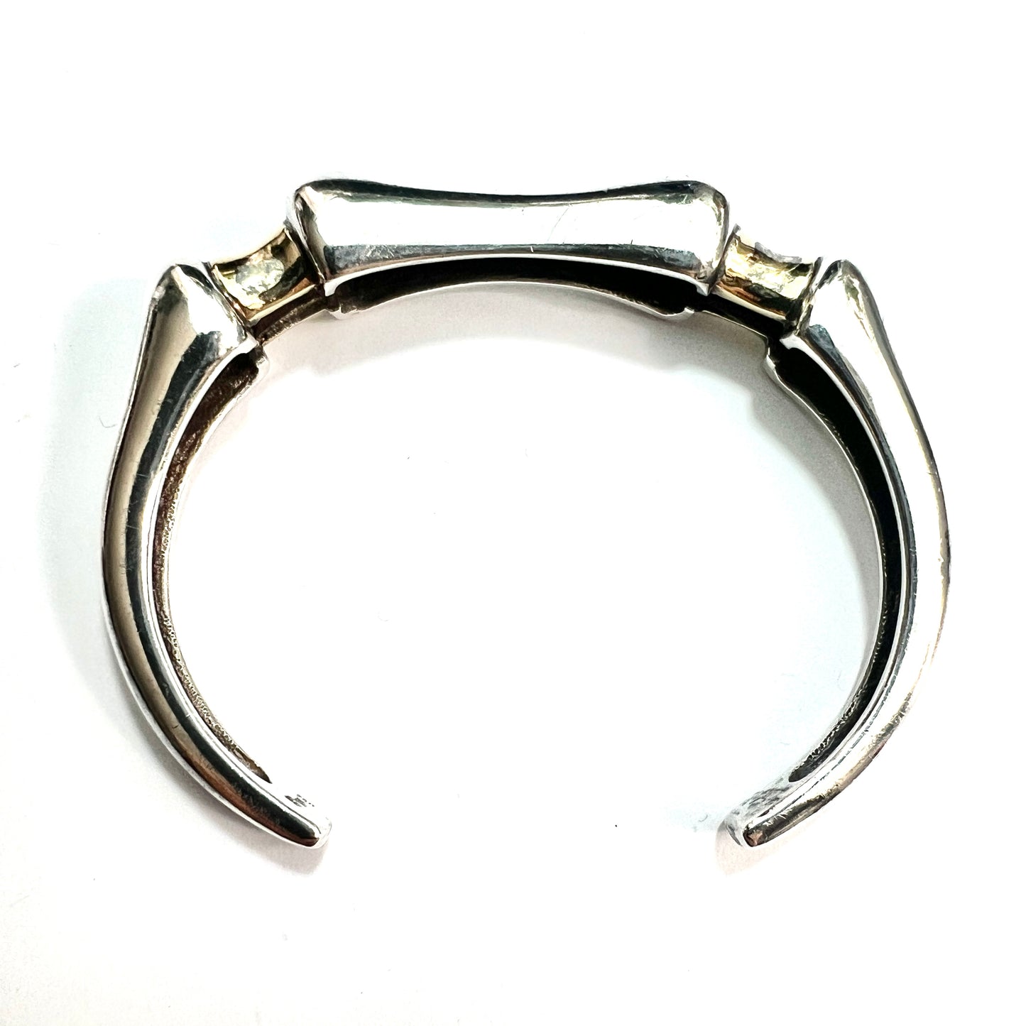 Small Size Heavy Vintage Silver and 18CT Gold Bangle