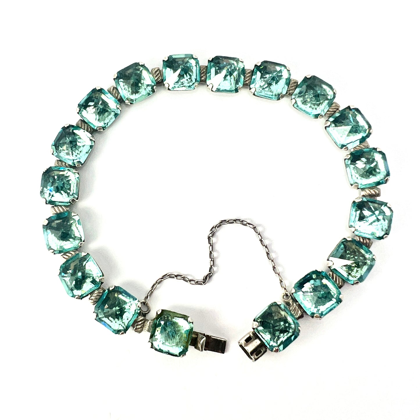 Art Deco Leach & Miller Aquamarine Paste Cocktail Bracelet