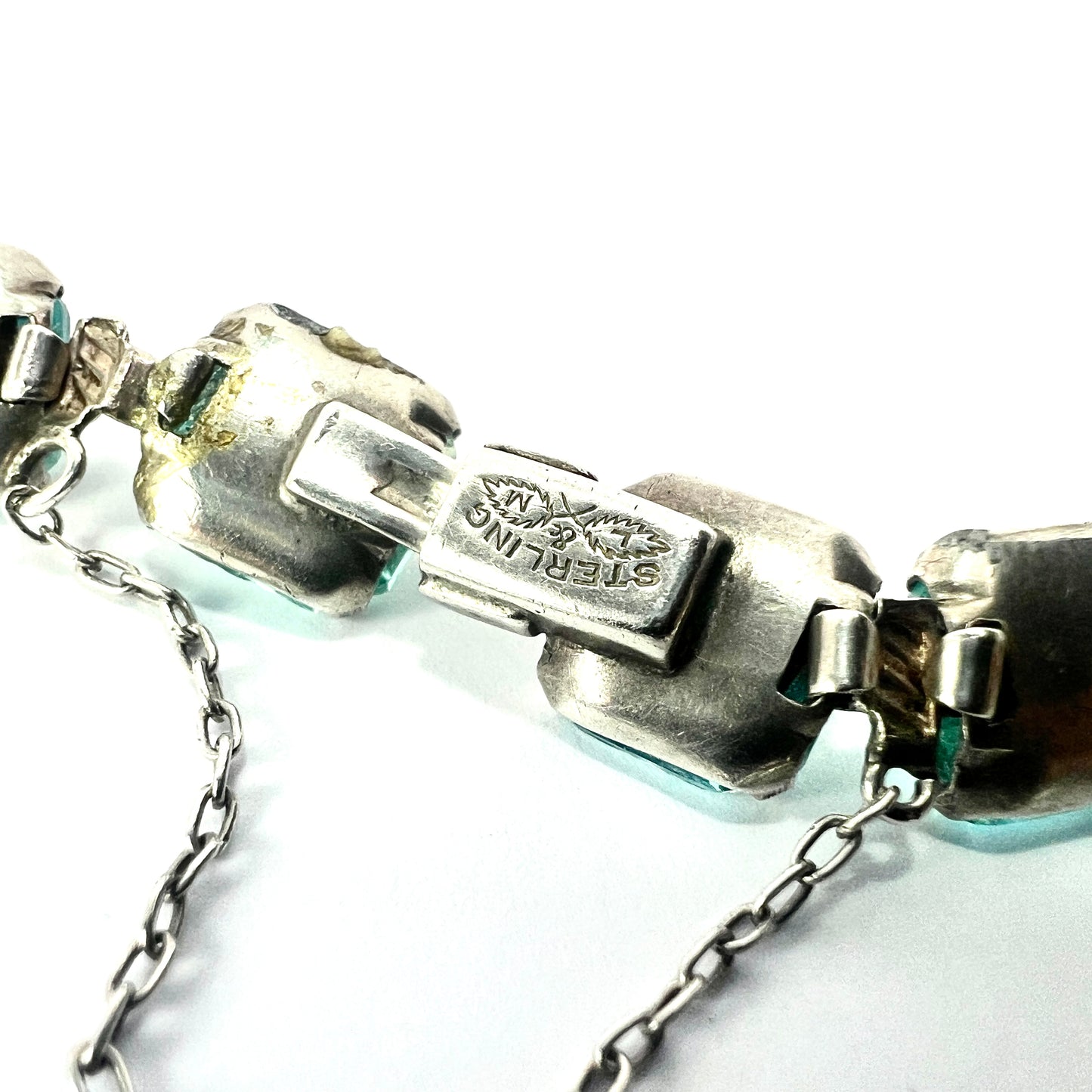 Art Deco Leach & Miller Aquamarine Paste Cocktail Bracelet
