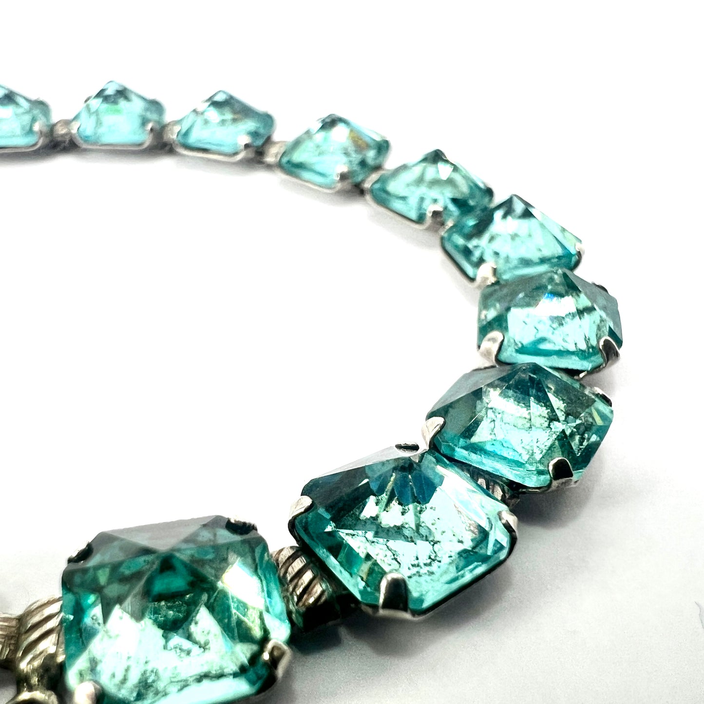 Art Deco Leach & Miller Aquamarine Paste Cocktail Bracelet