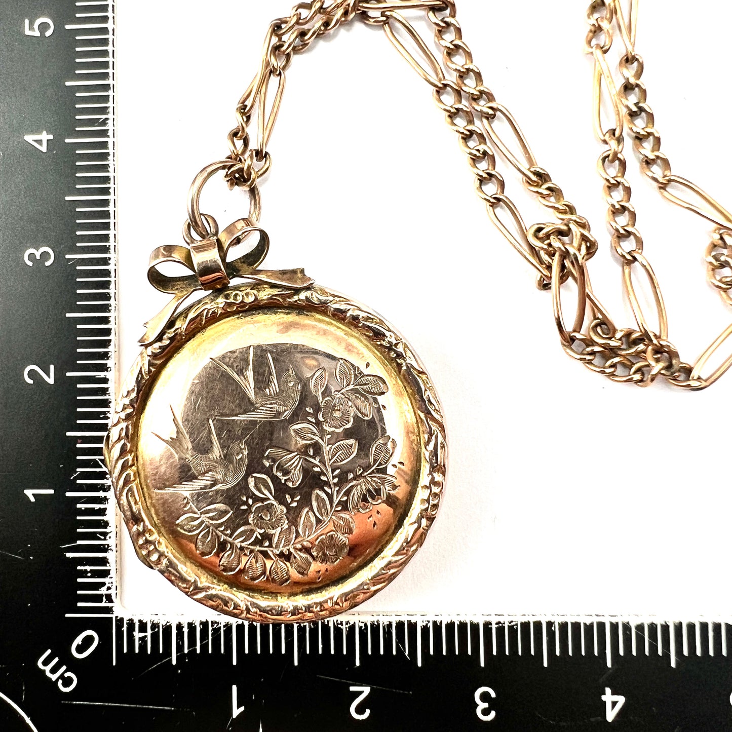 Victorian Love and Luck 9CT Gold Locket Pendant on Chain