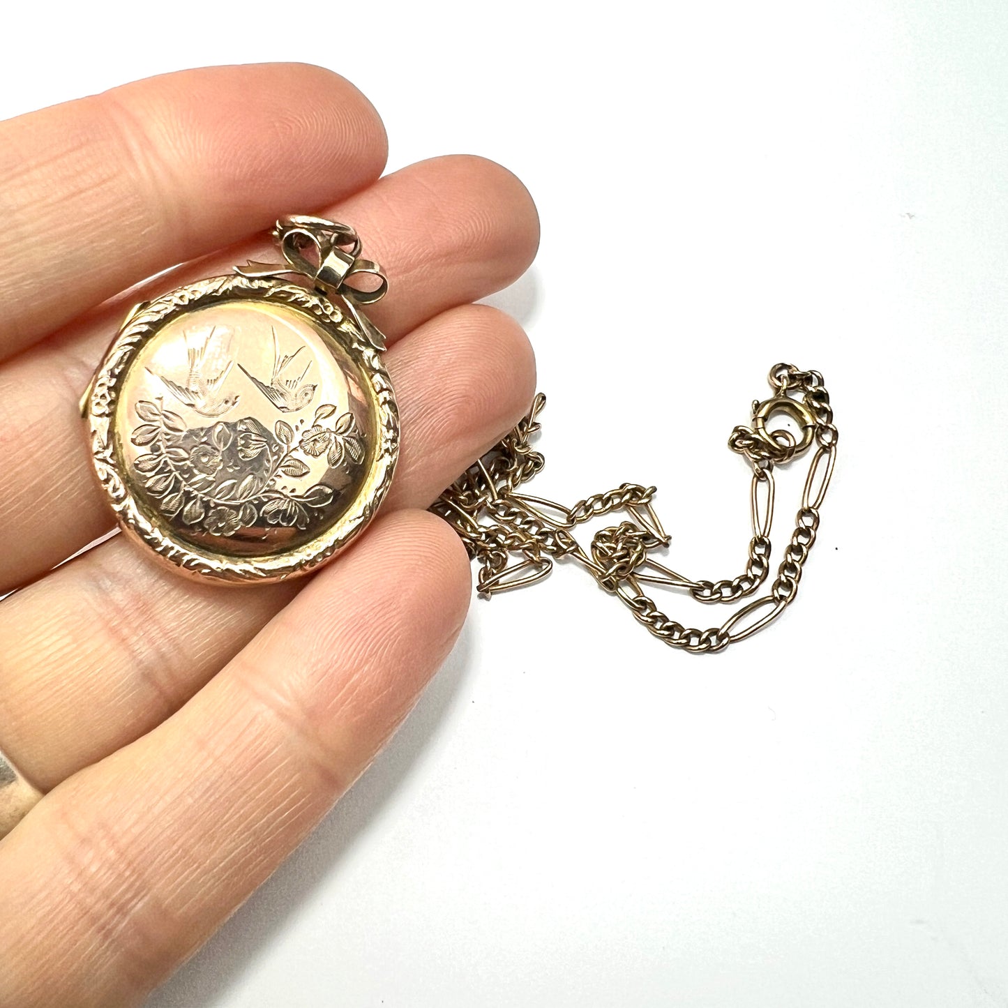 Victorian Love and Luck 9CT Gold Locket Pendant on Chain