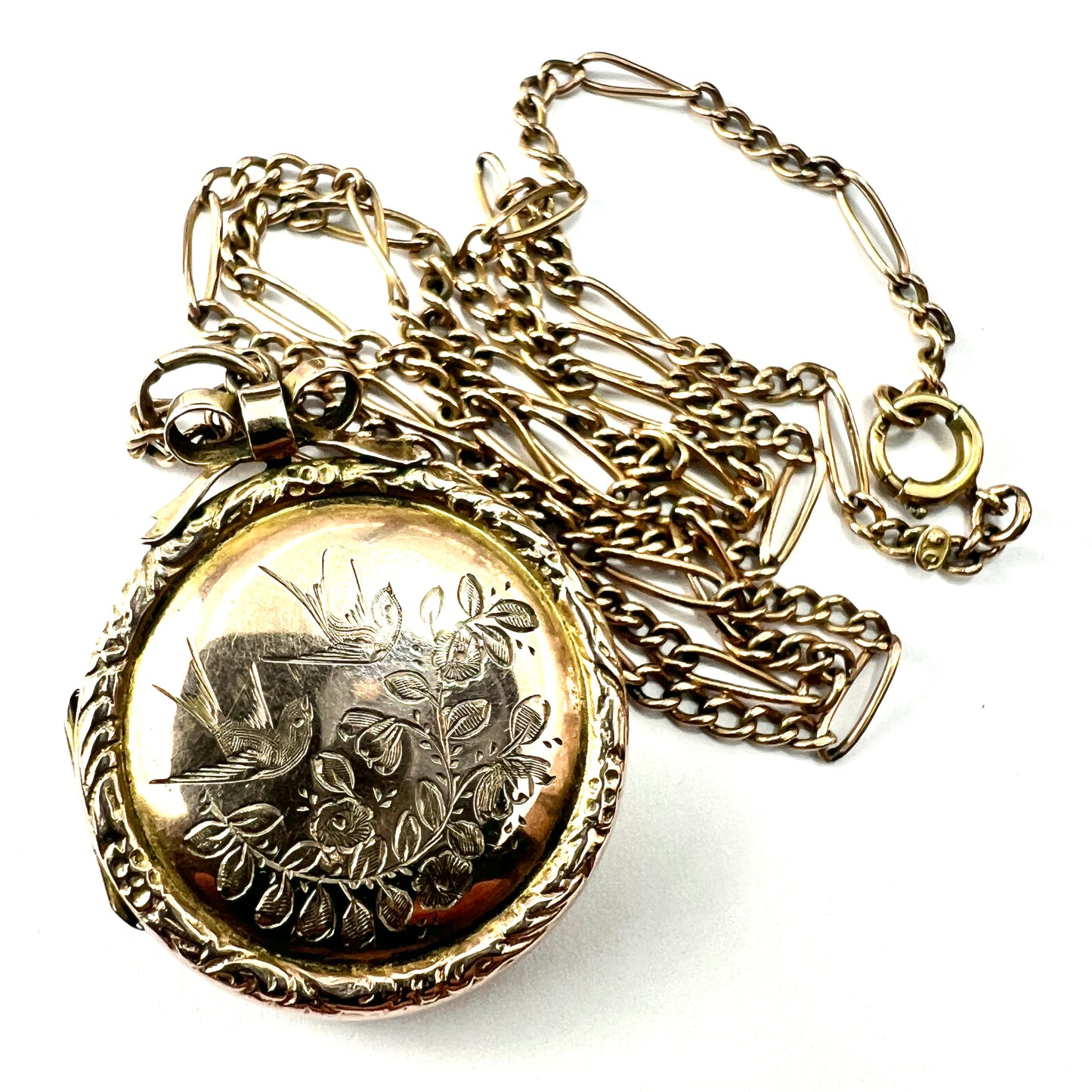 Victorian Love and Luck 9CT Gold Locket Pendant on Chain