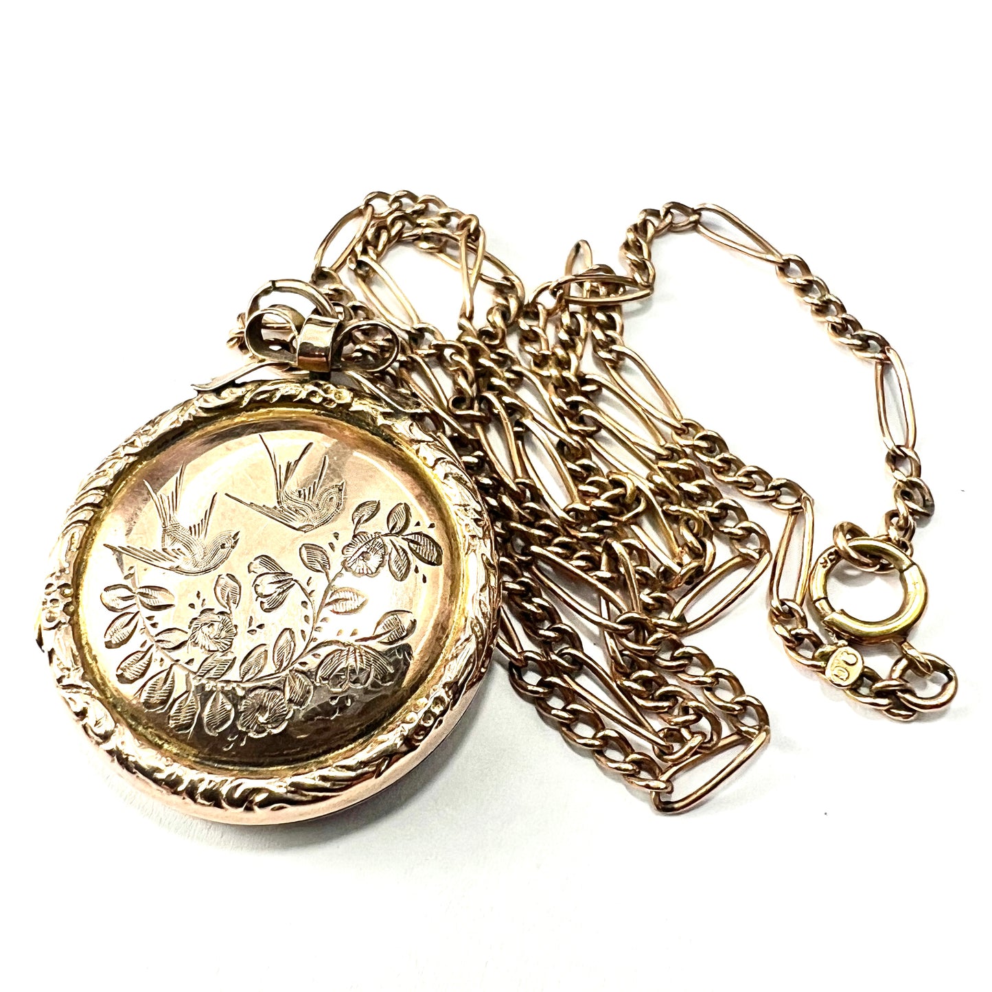 Victorian Love and Luck 9CT Gold Locket Pendant on Chain