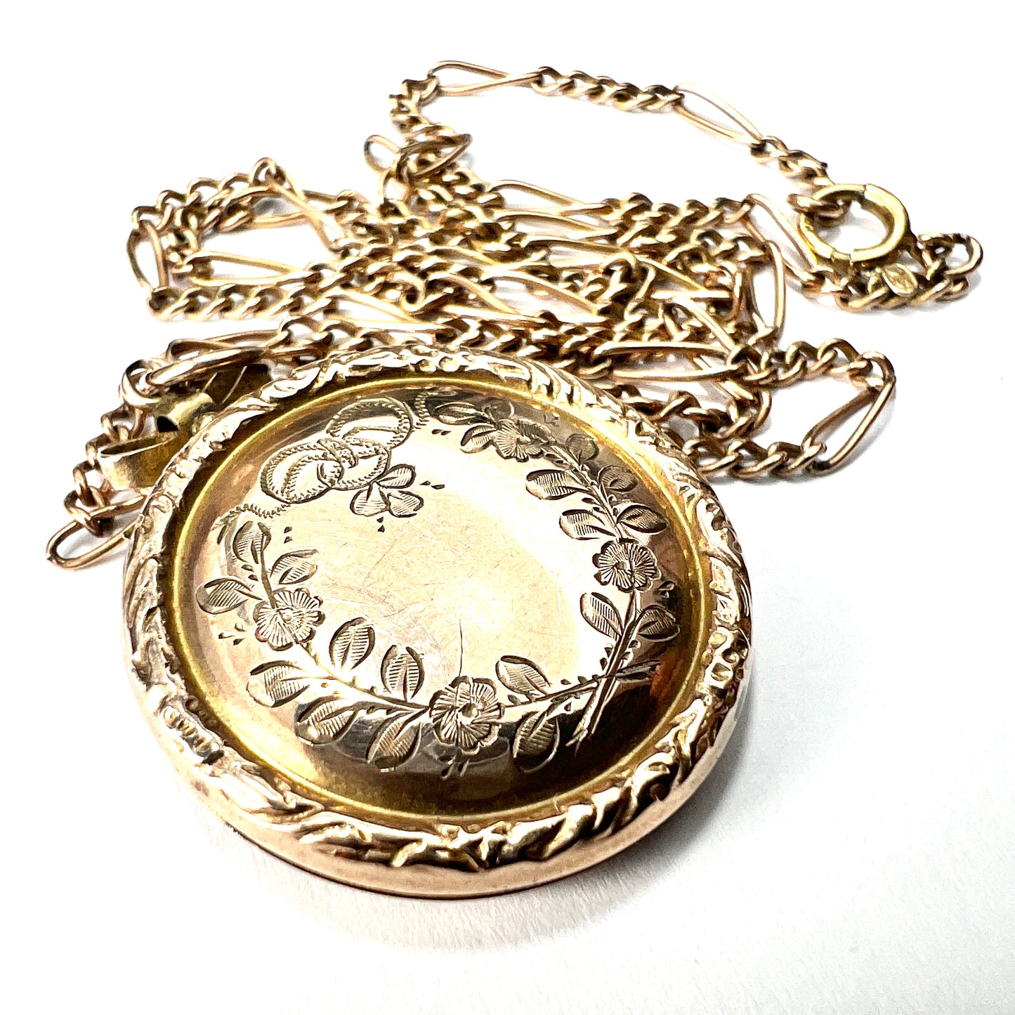 Victorian Love and Luck 9CT Gold Locket Pendant on Chain