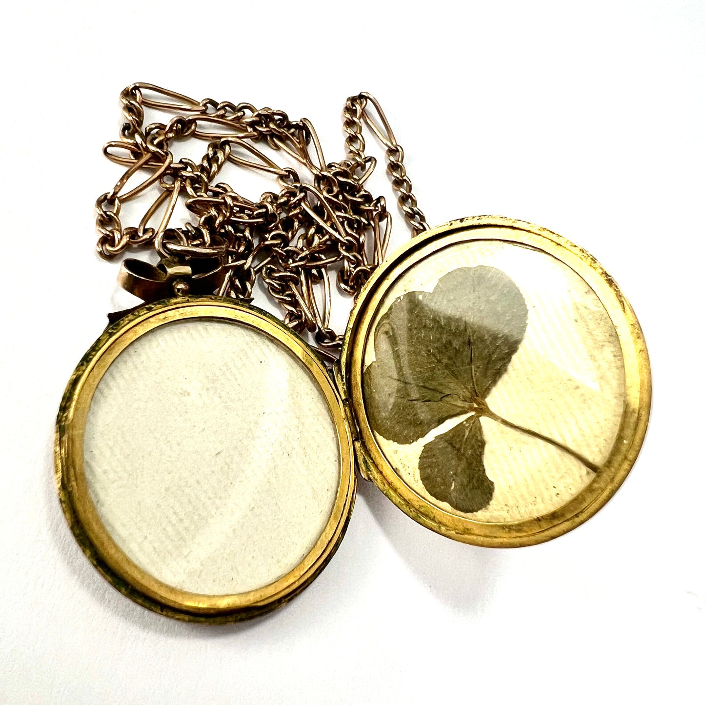 Victorian Love and Luck 9CT Gold Locket Pendant on Chain