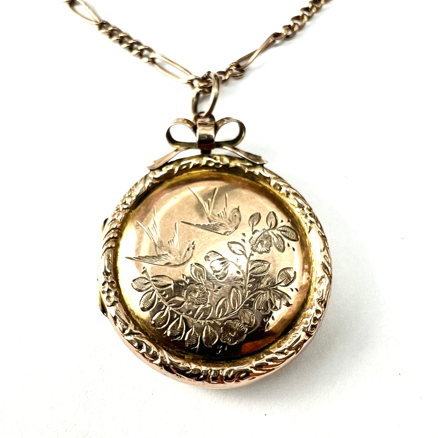 Victorian Love and Luck 9CT Gold Locket Pendant on Chain