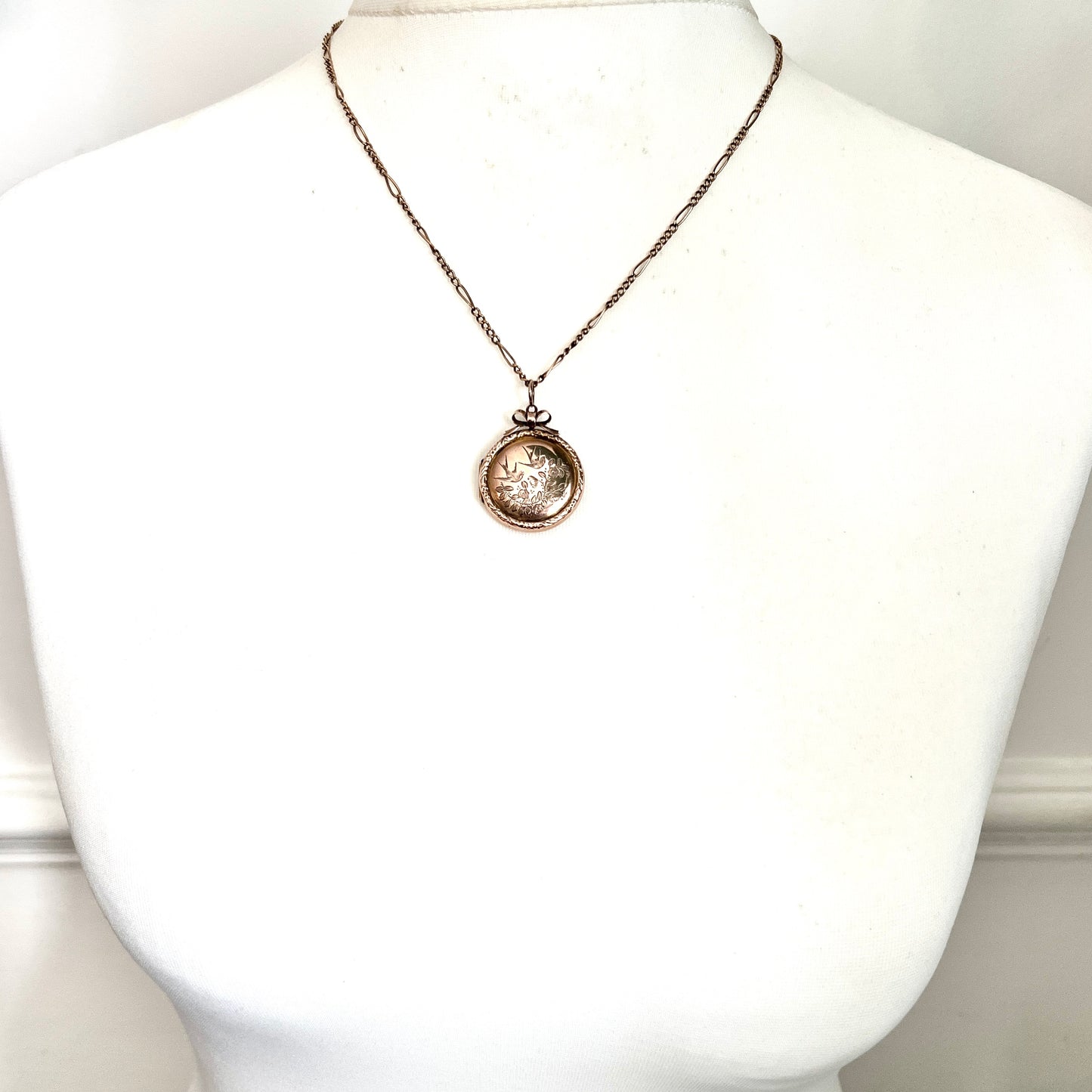Victorian Love and Luck 9CT Gold Locket Pendant on Chain