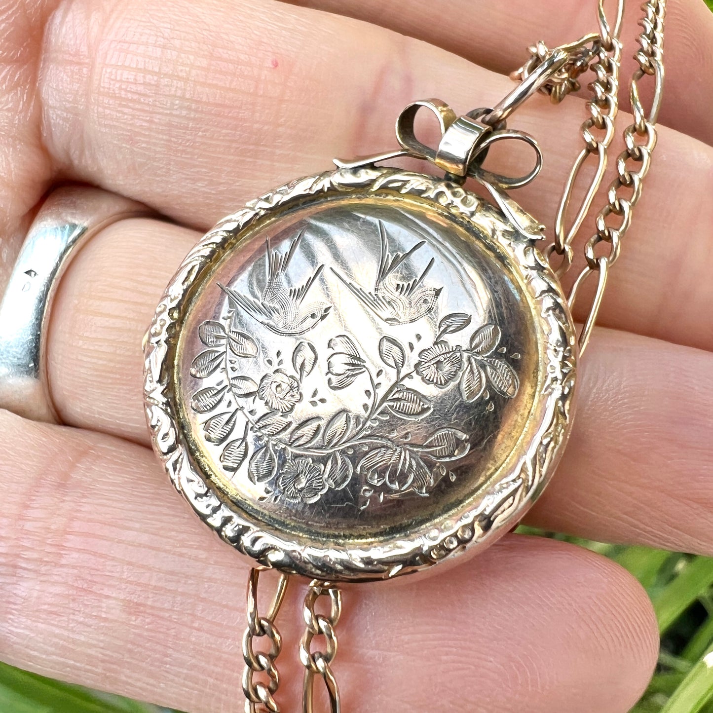 Victorian Love and Luck 9CT Gold Locket Pendant on Chain