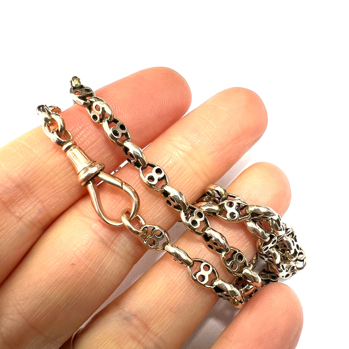 Victorian Solid 9CT Gold Fancy Chain with Albert Clip